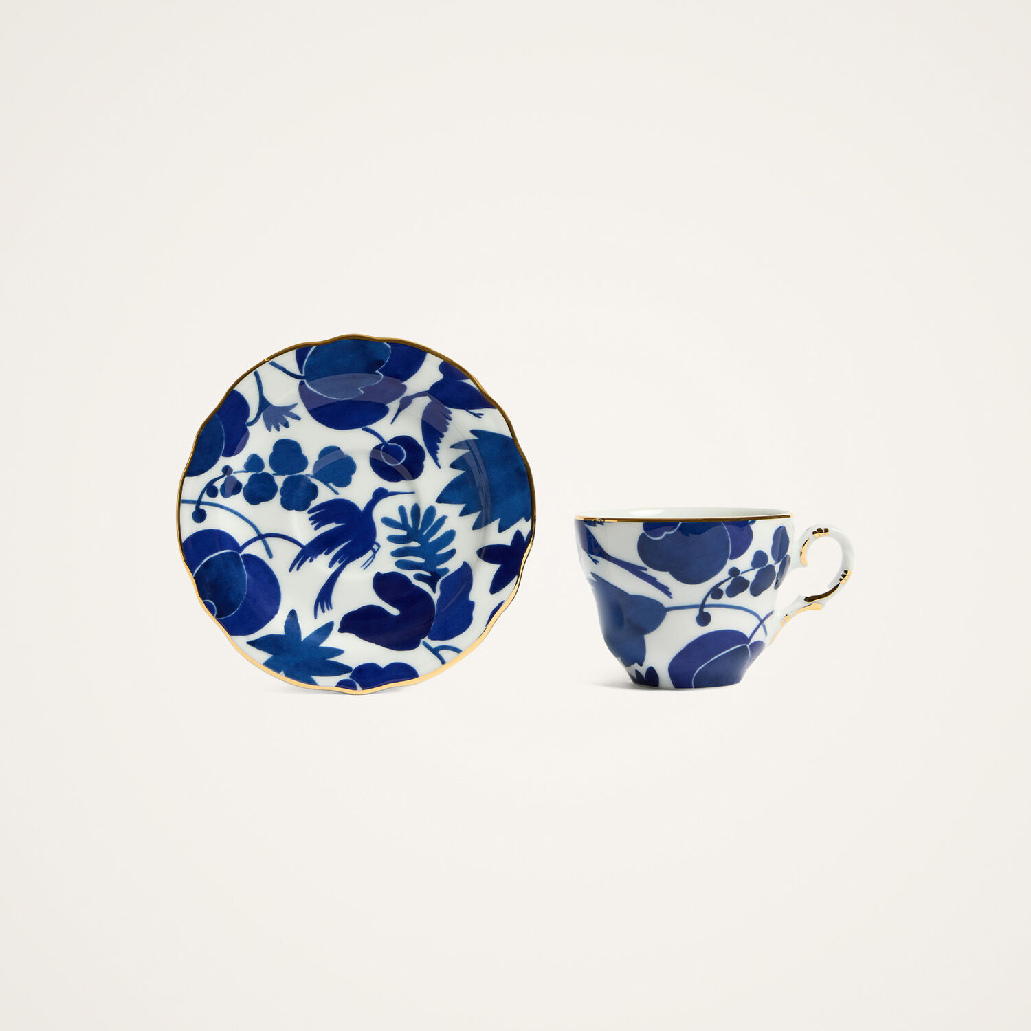 La Doublej Mama Tea Cup Set Of 2 In Wildbird Blue