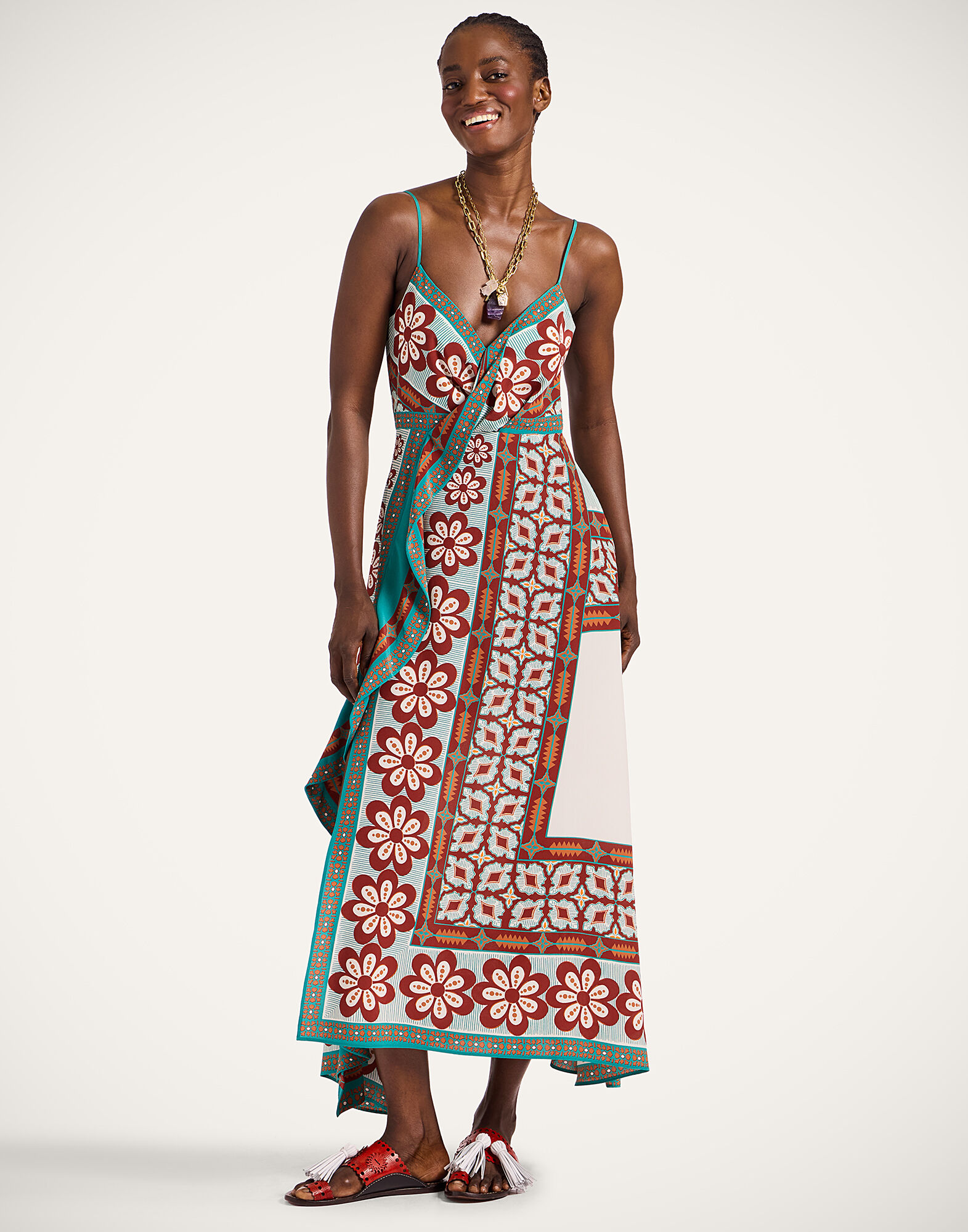 La DoubleJ Turn Around Dress Pagoda Plac&eacute;e Rust DRE0905CRE002PAG01OR04