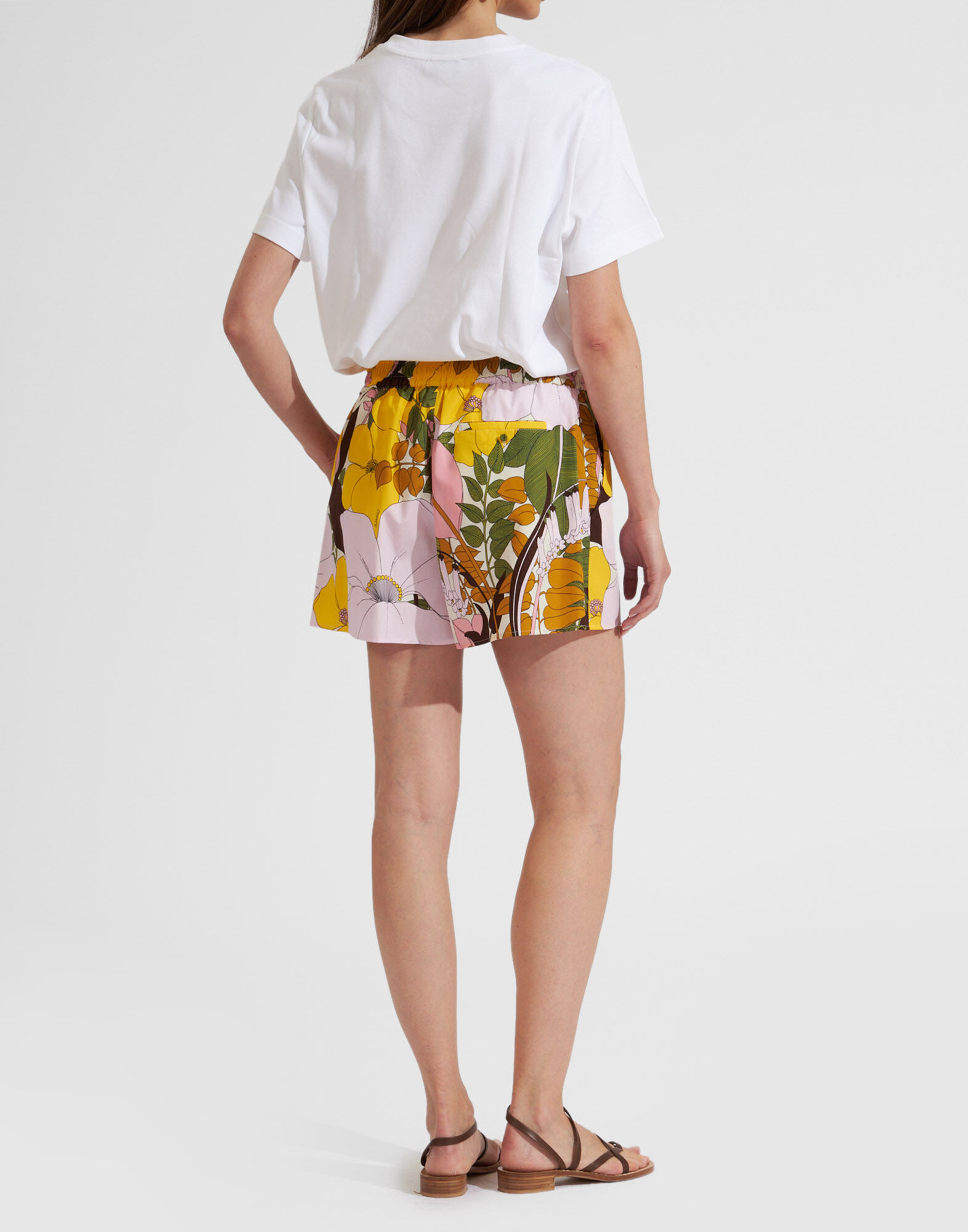 La DoubleJ Pull-Up Shorts Big Flower Rose TRO0059COT039BFL03PI01