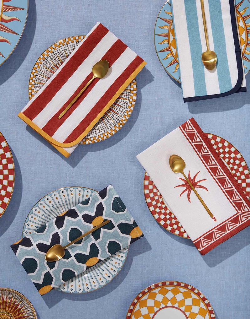 La DoubleJ Large Napkins Set Of 2 La DoubleJ Large Napkins Set Of 2 Plaza Small Light Blue NAP0006LIN001PLA07BU01