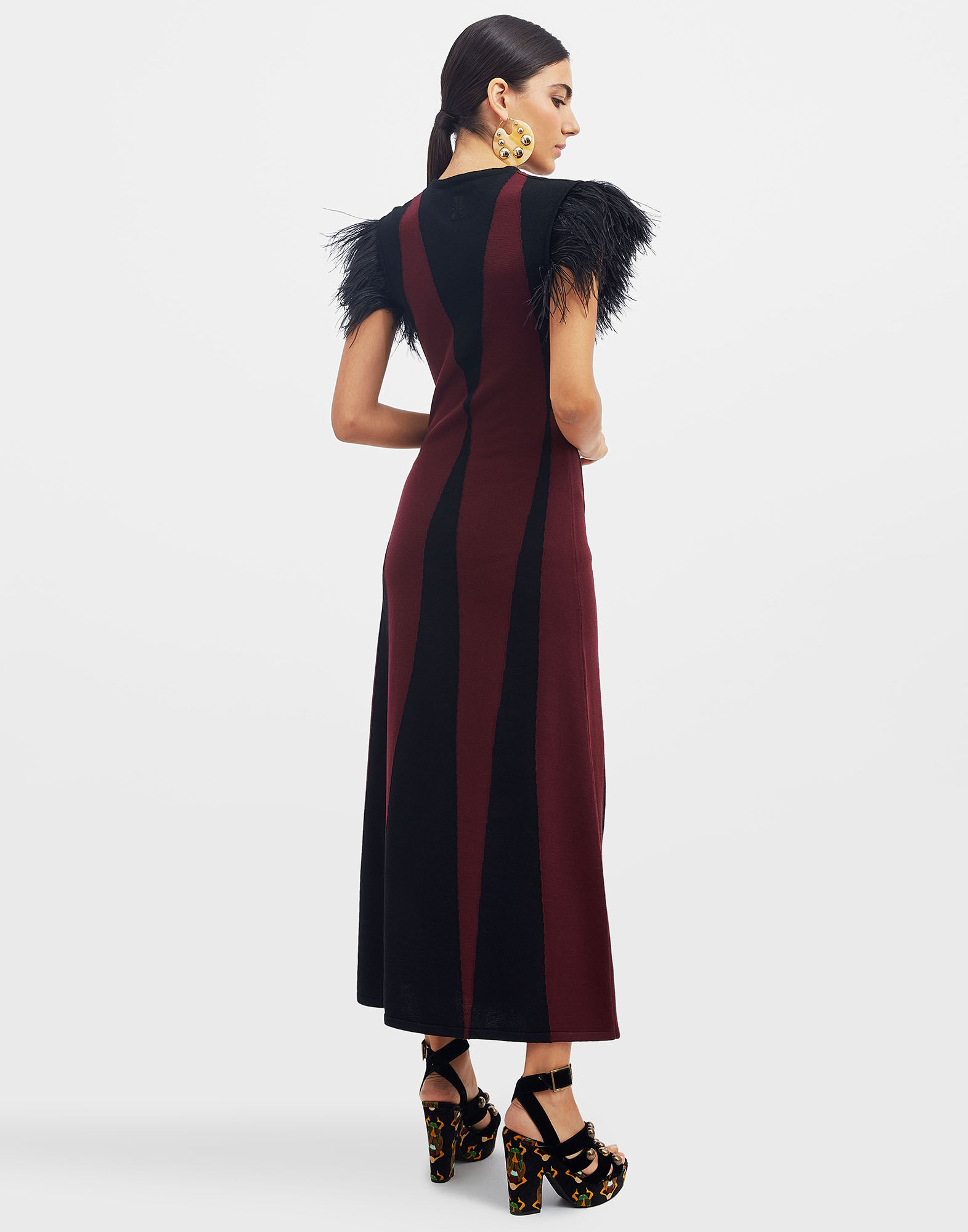 La DoubleJ Harlequin Sleeveless Dress Bordeaux & Black DRE0607KNI066VA197RE02