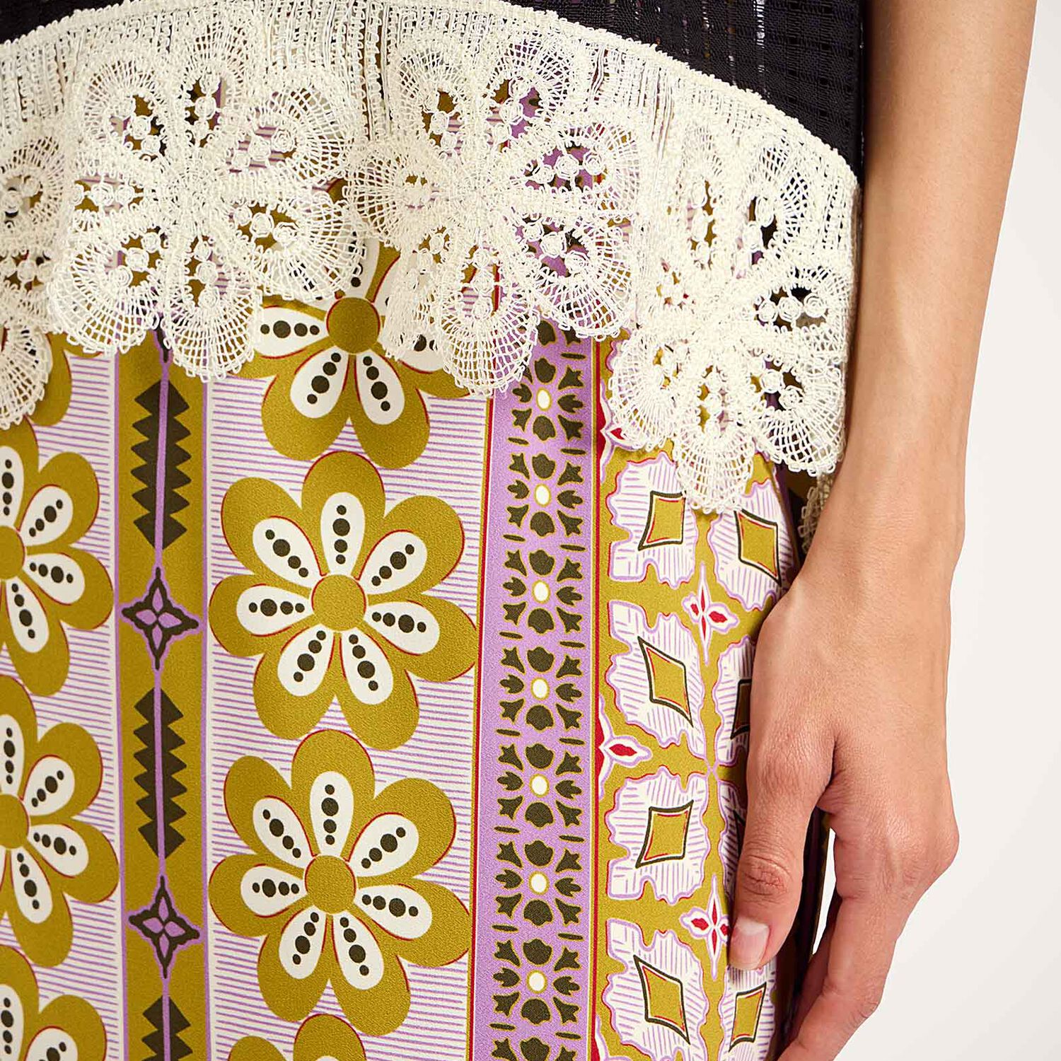La Doublej Patterned Pencil Skirt In Blue