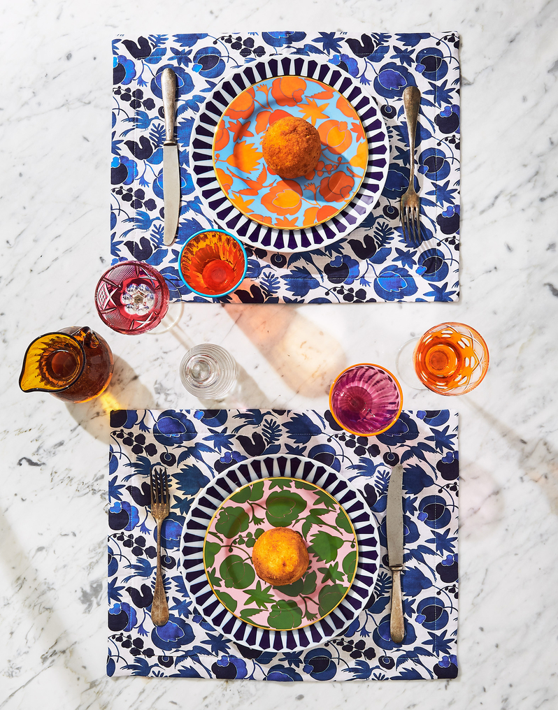 La DoubleJ Placemat Set Of 2 La DoubleJ Placemat Set Of 2 Wildbird Blu Small TBM0001LIN001CER0009