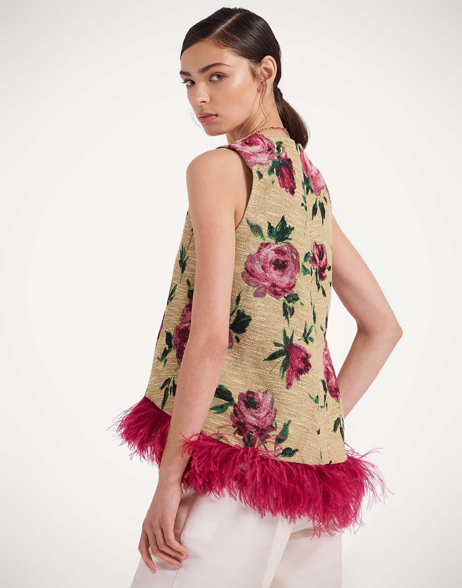 La DoubleJ La Scala Top Roses Light Beige TOP0013COT069ROS06BR01