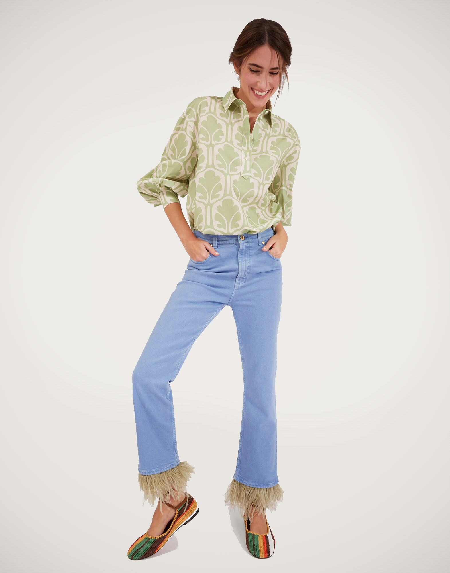 La DoubleJ Poet Shirt Grove SHI0055COT039GRV01GR05