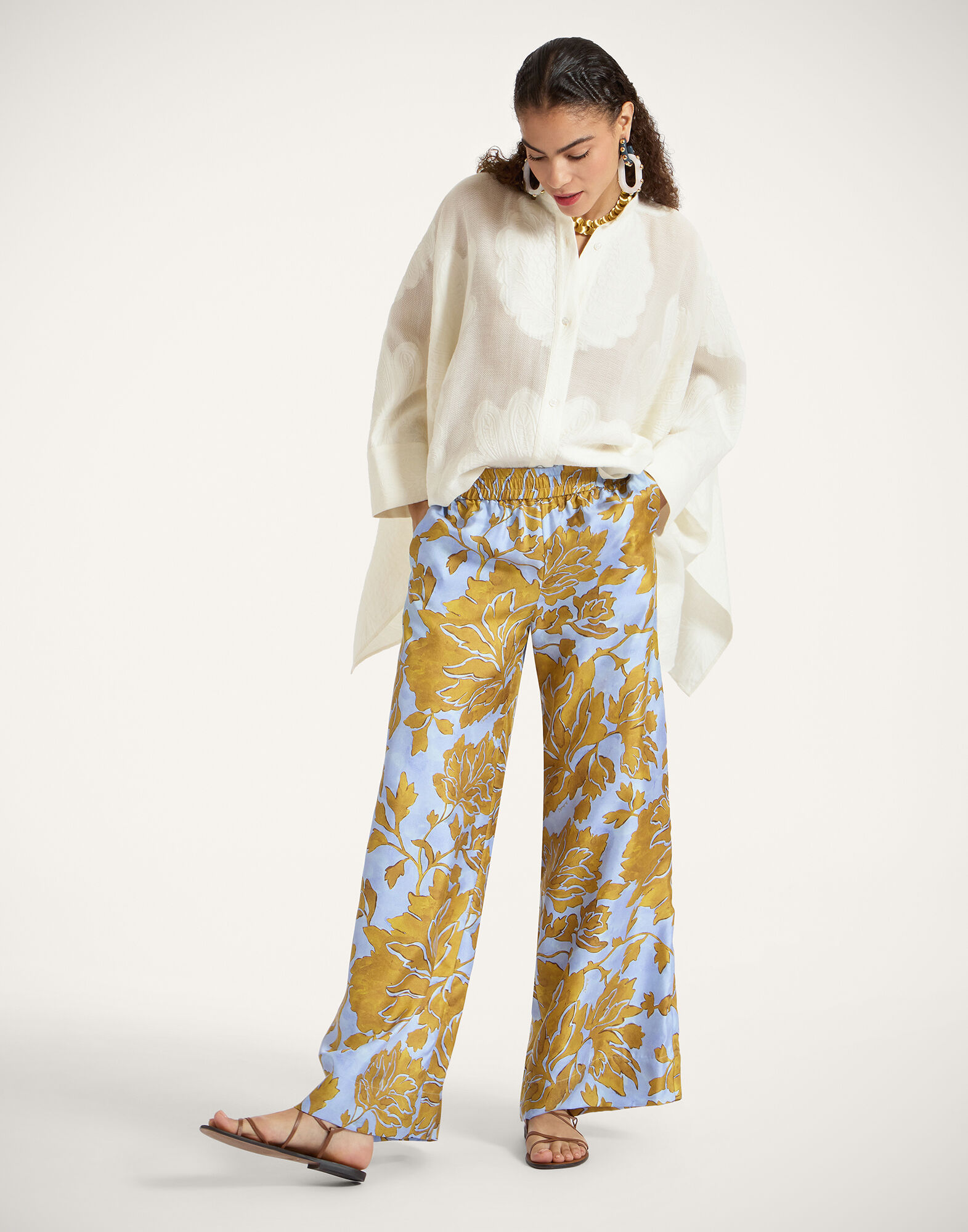 Palazzo Pants in Tangle Light Blue for Women | La DoubleJ