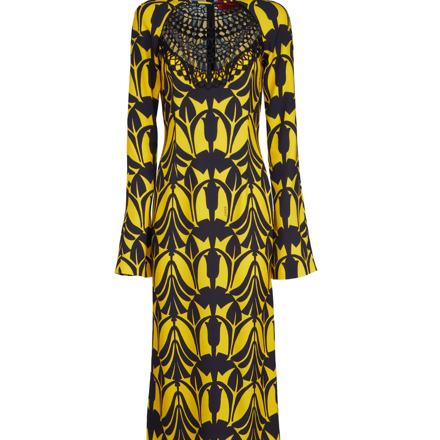 La Doublej Patterned Wednesday Midi Dress In Papyrus Gold