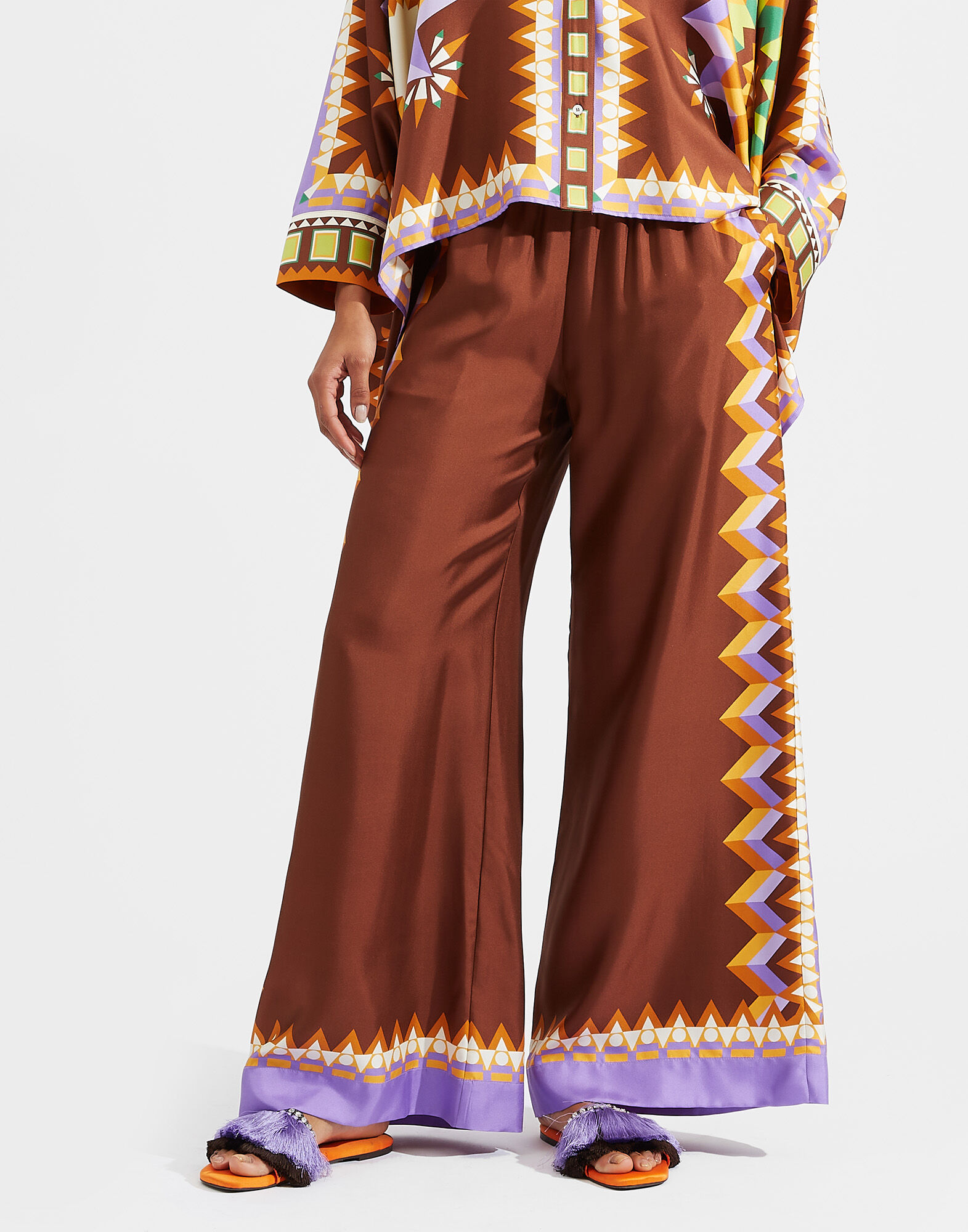 La DoubleJ Palazzo Pants Sunset Moro Plac&eacute;e TRO0026SIL006SUS0002