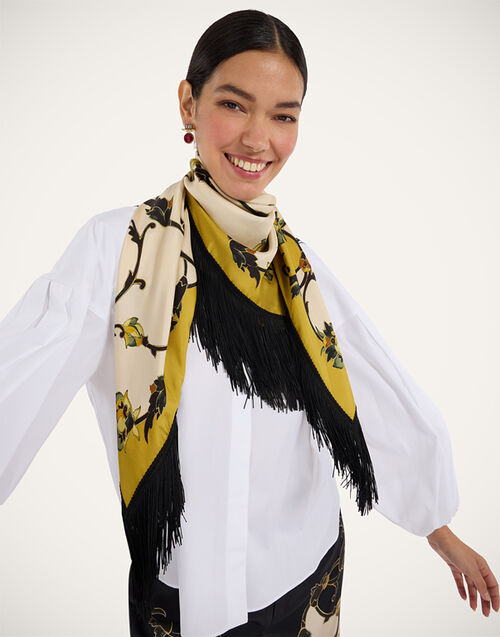La DoubleJ Reversible Fringe Foulard 90 Buttercup Plac&eacute;e White SCA0073SIL006BTC03WH01