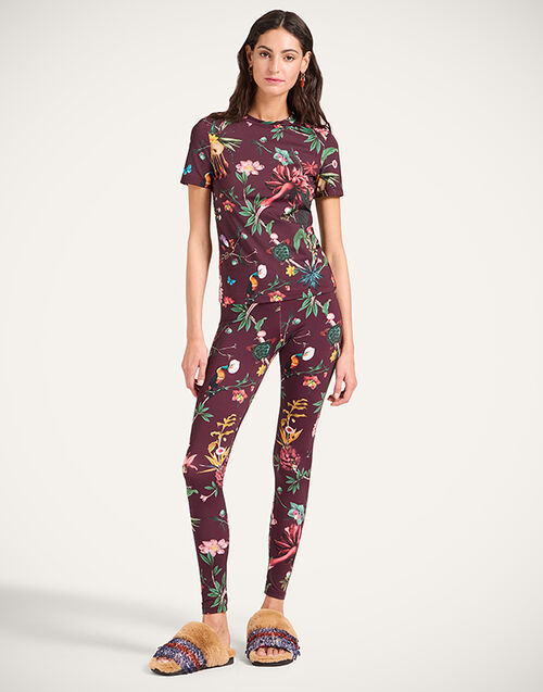 La DoubleJ Leggings Zooflora Burgundy TRO0013JER005ZOF02RE02