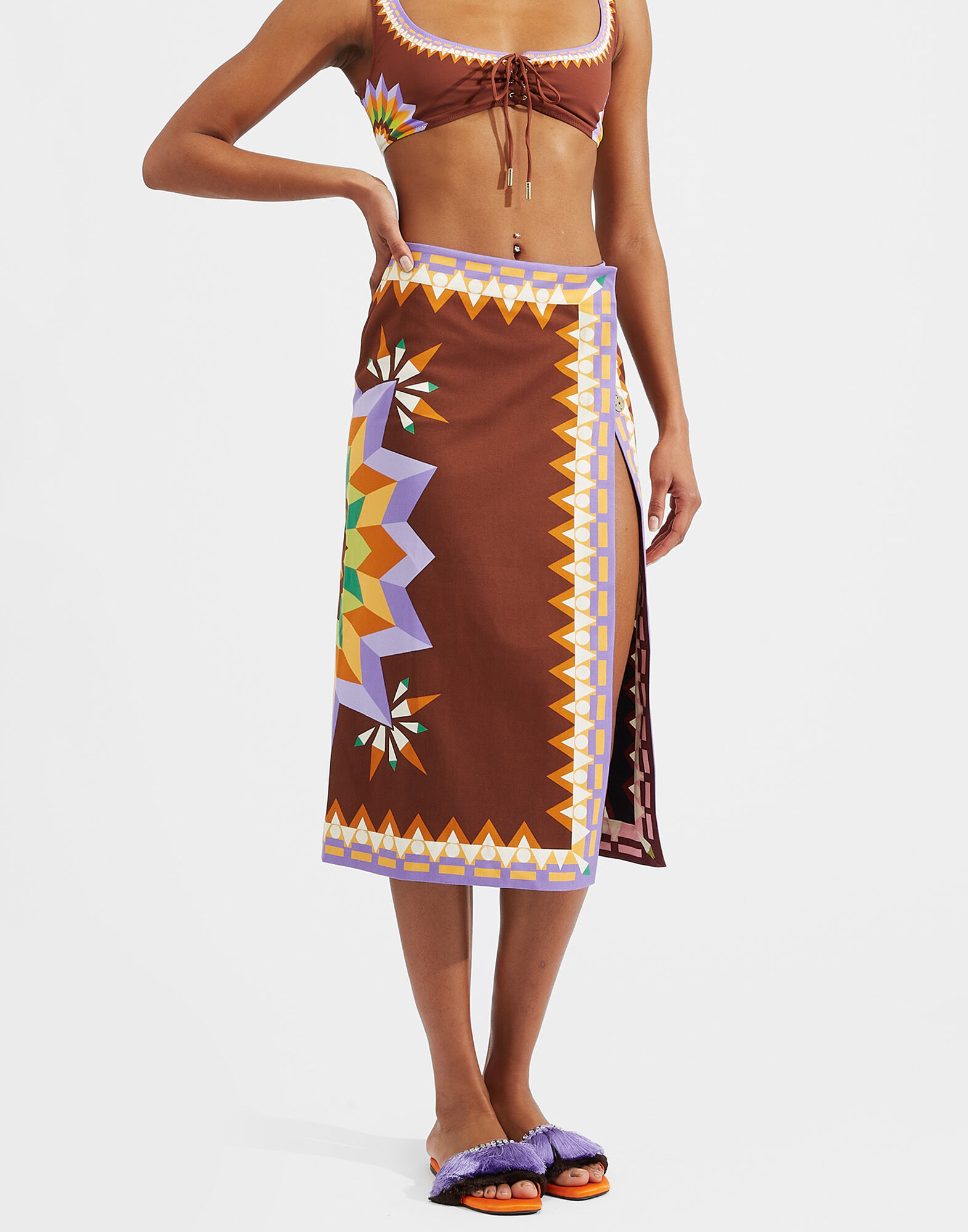 La DoubleJ 2-Way Pareo Skirt Sunset Moro Plac&eacute;e SKI0075COT037SUS0002