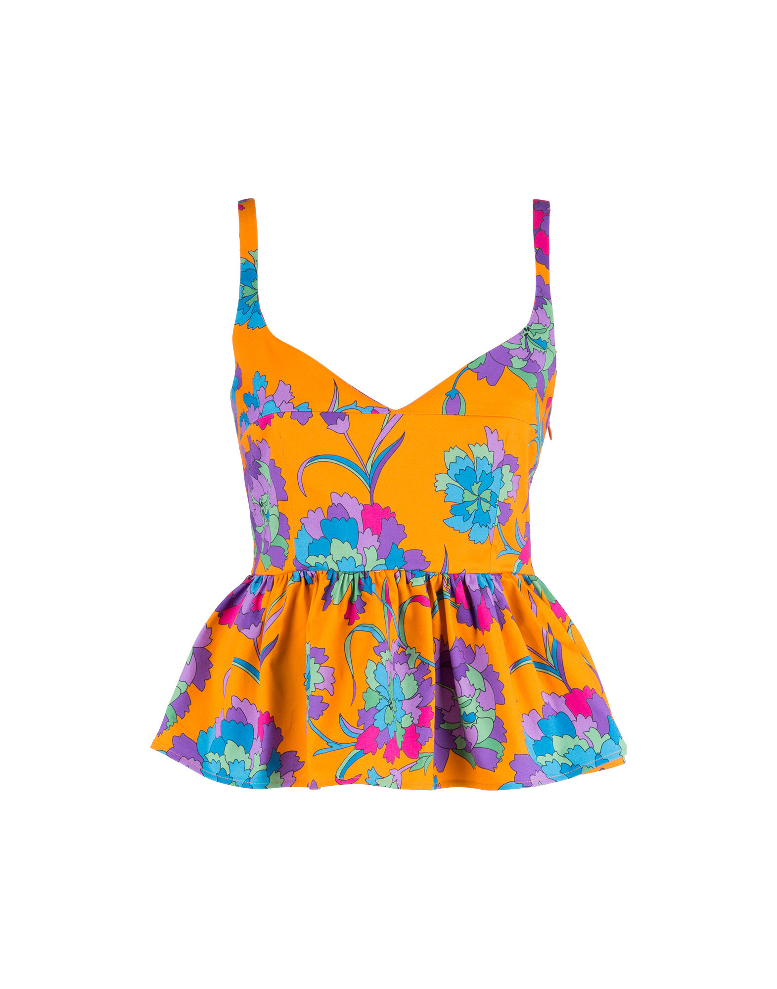 LaDoubleJ Peplum Top Dandelion Arancio TOP0005COT006DAN0002