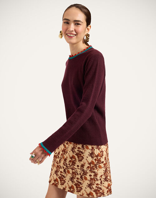 La DoubleJ Picket Crew Neck Solid Burgundy PUL0308KNI171SOLIDRE07