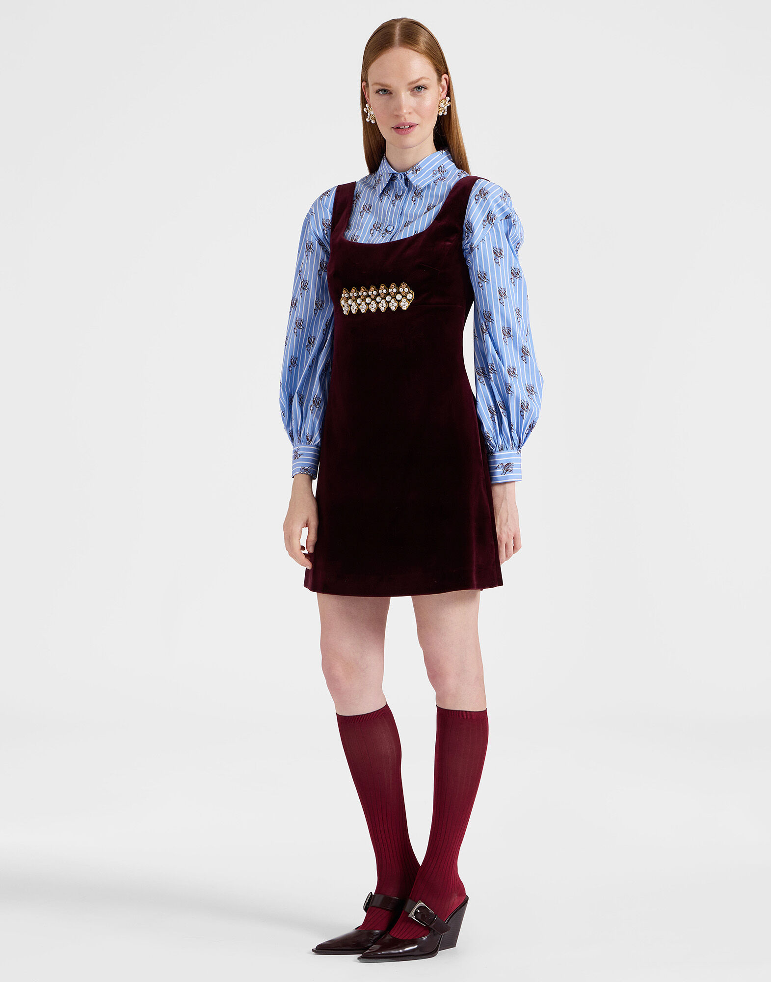 La DoubleJ Ella Mini Dress Solid Burgundy DRE0774VEL011SOLIDRE02