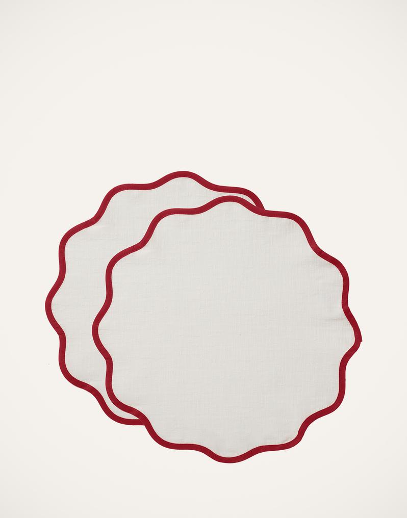 LaDoubleJ Cloud Placemat Set of 2 LaDoubleJ Cloud Placemat Set of 2 Red TBM0003COT005RAI0016