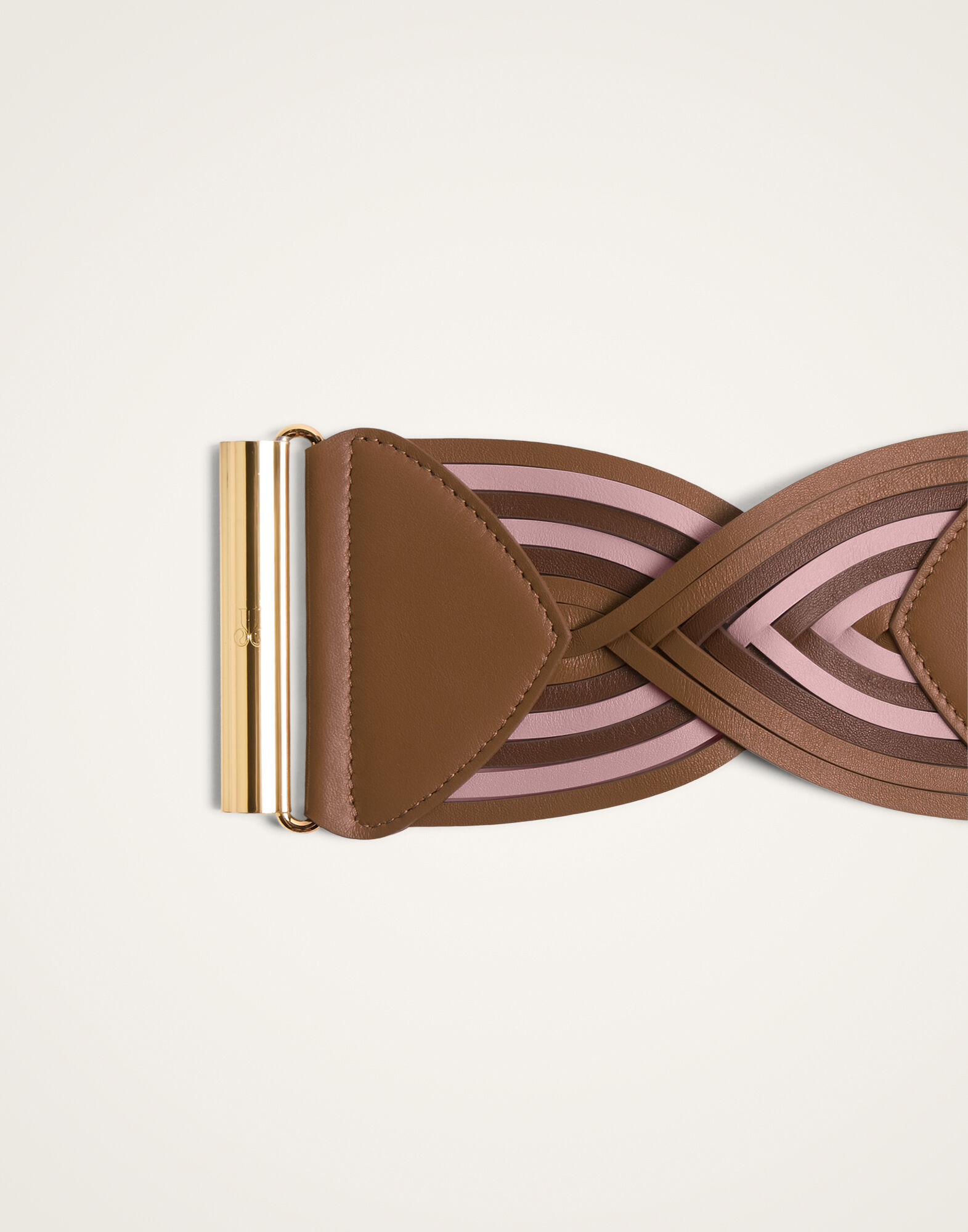 La DoubleJ Rainbow Belt Color Block Pink & Camel BEL0019LEA003CLB29PI01