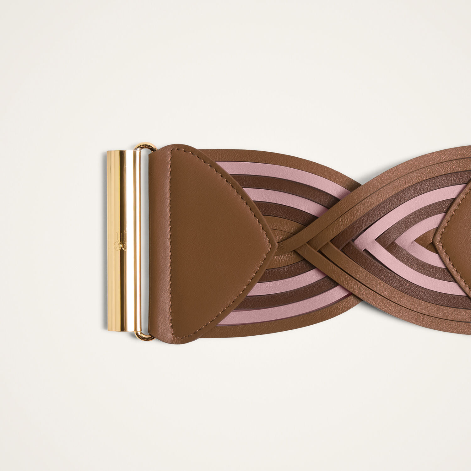  La Doublej Belts Women - Rainbow Belt Color Block Pink & Camel L 50% Cow Leather 40% Polyester 10% Nylon 