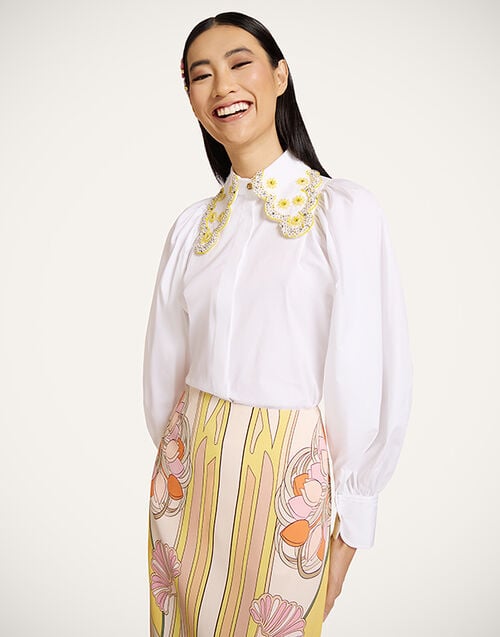 La DoubleJ Pouf Shirt Solid White SHI0169COT064SOLIDWH01