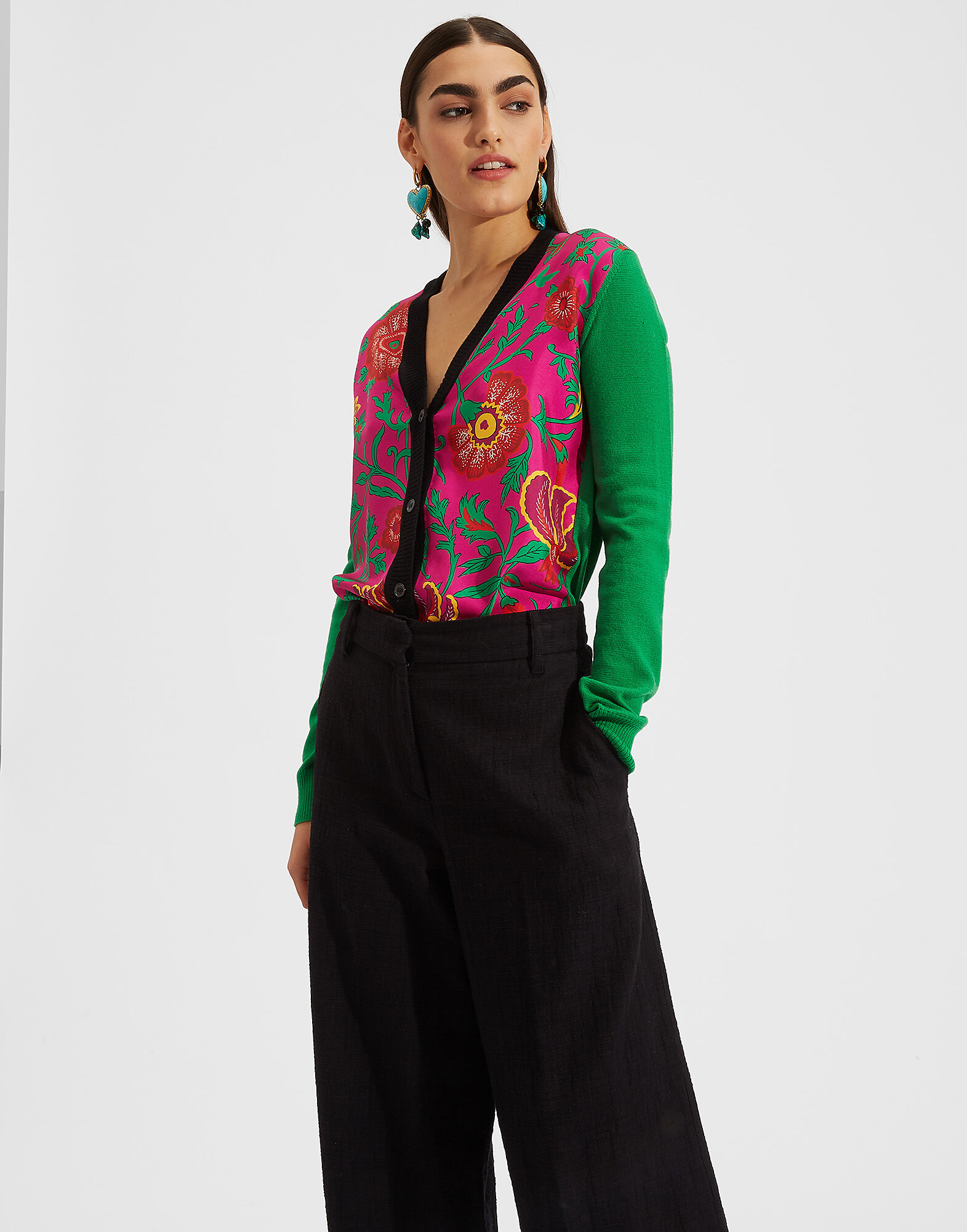 LaDoubleJ Gemini Cardigan Dragon Flower Fucsia PUL0005KNI005DRA0004