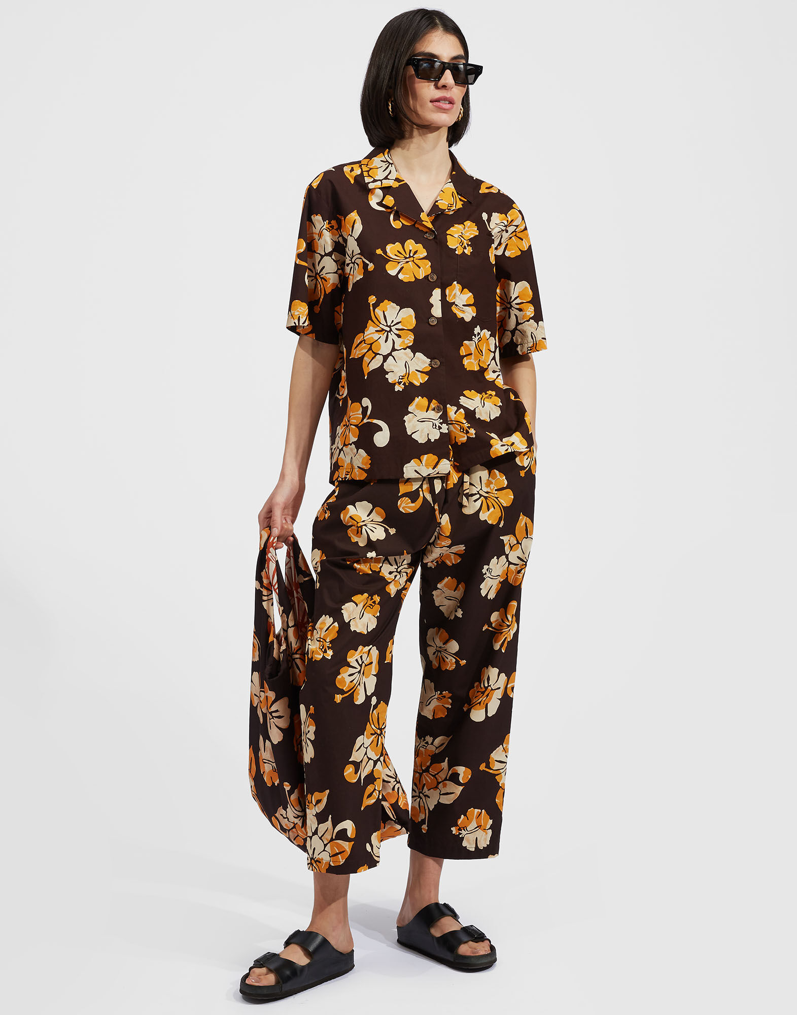 La DoubleJ Drawstring Pants Hibiscus TRO0053COT001HIB0001