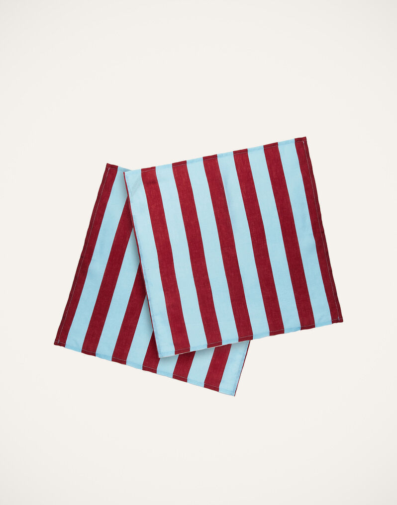 La DoubleJ Large Napkins Set of 6 Riga Bordeaux - Azzurro NAP0002LIN001RIG0012