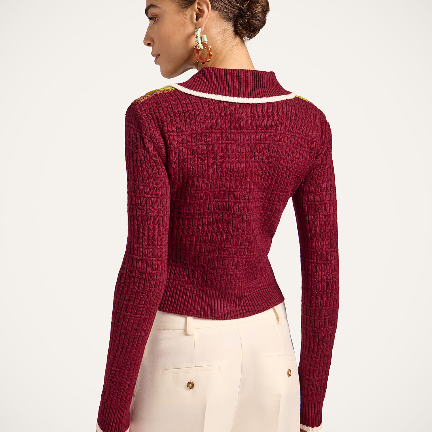 La Doublej Crochet Mini Cardigan In Burgundy