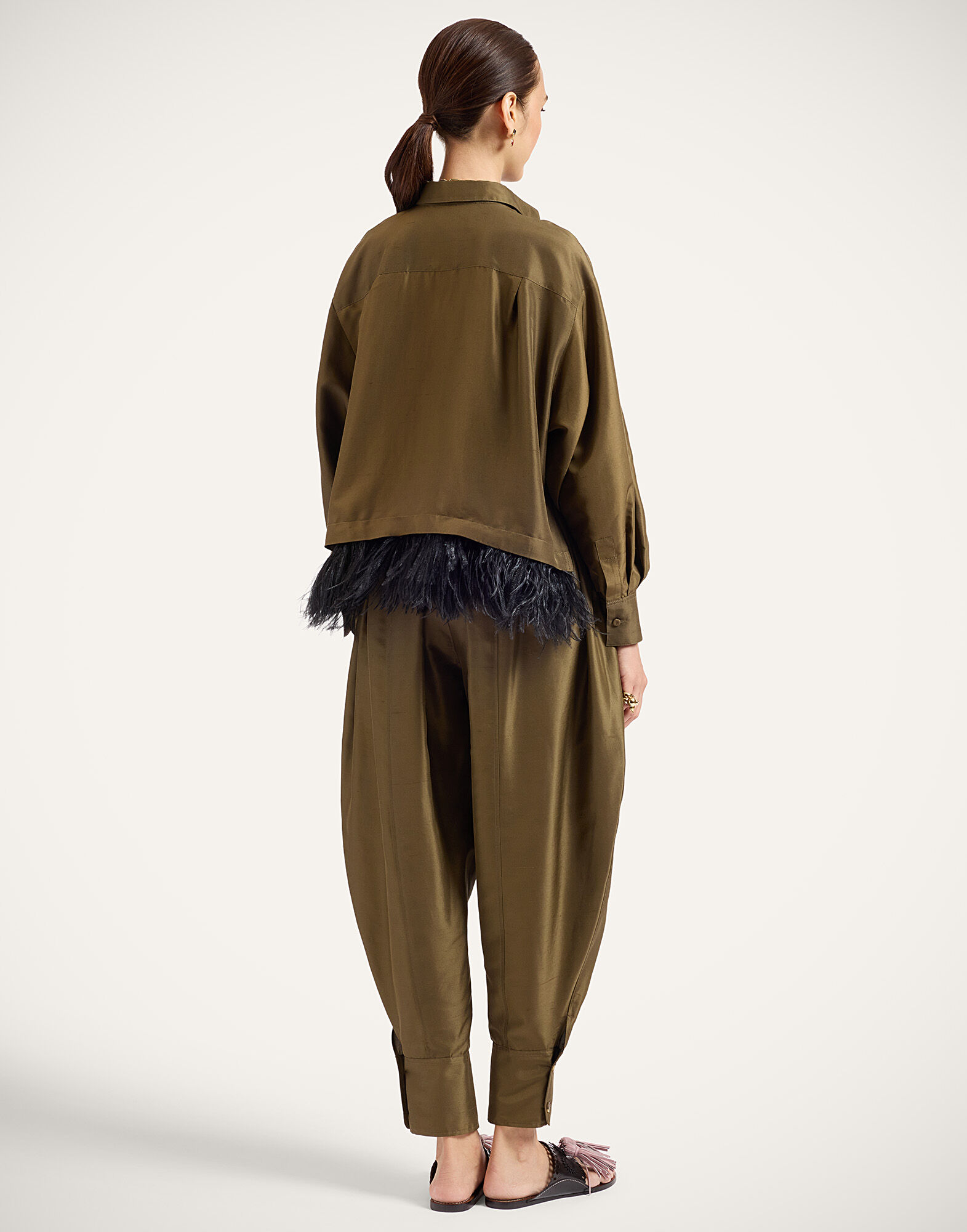La DoubleJ Harem Pants Solid Moss Green TRO0216SIL031SOLIDGR14
