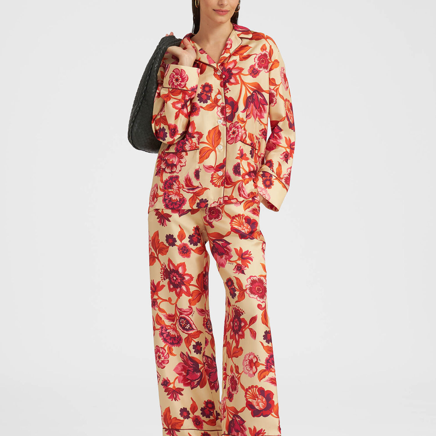 La Doublej Floral-print Pajama Trousers In Hottie Cream