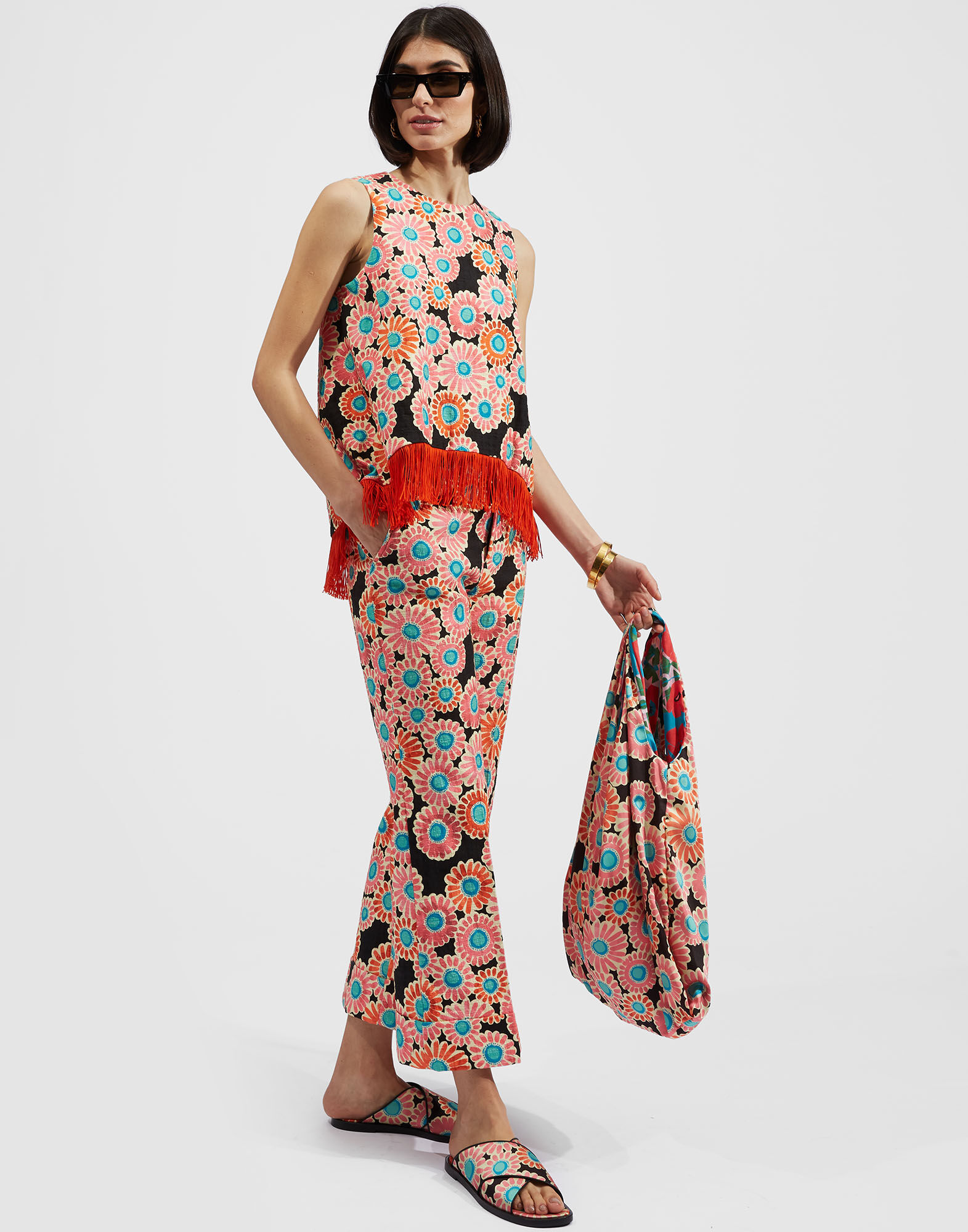 La DoubleJ Hendrix Pants Crazy Daisy Black TRO0014COT005DAY0002