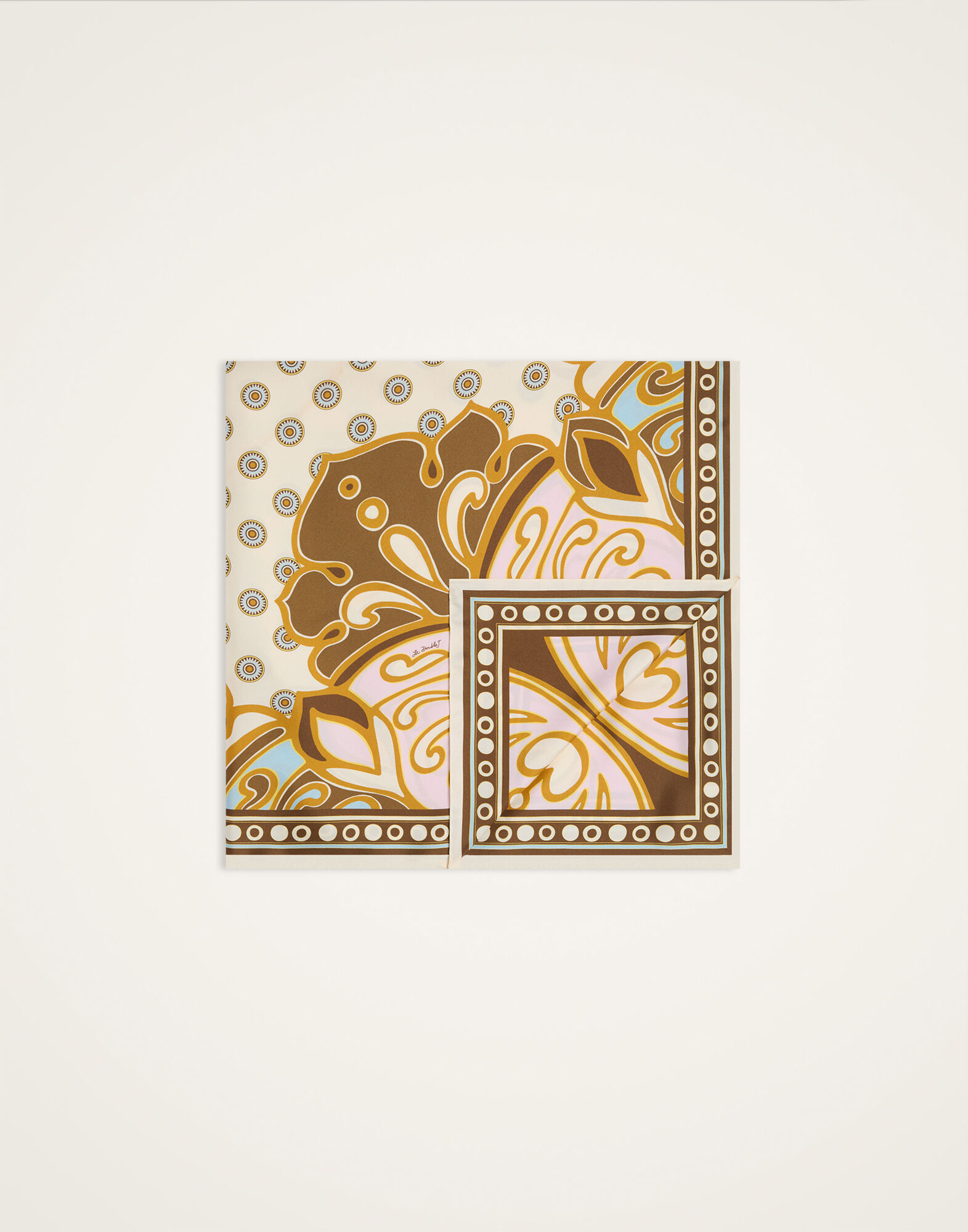 La DoubleJ Foulard 90 Cocoon Plac&eacute;e Brown SCA0067SIL006COC02BR02