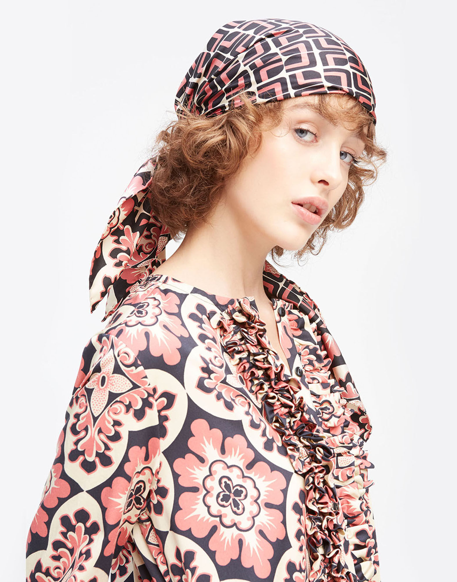 LaDoubleJ Double-Print Foulard Domino Rosa SCA0002SIL001DOM0001