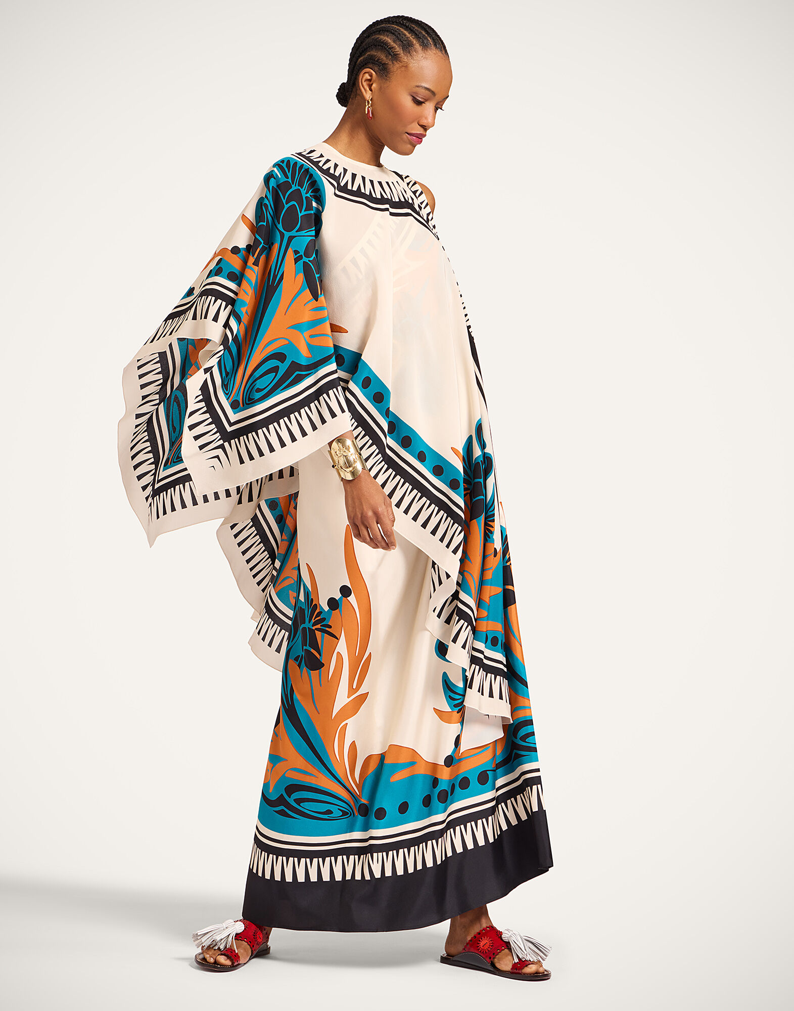 La DoubleJ Maria Cape Florence Plac&eacute;e Ivory SCA0092CRE002FLO02WH04