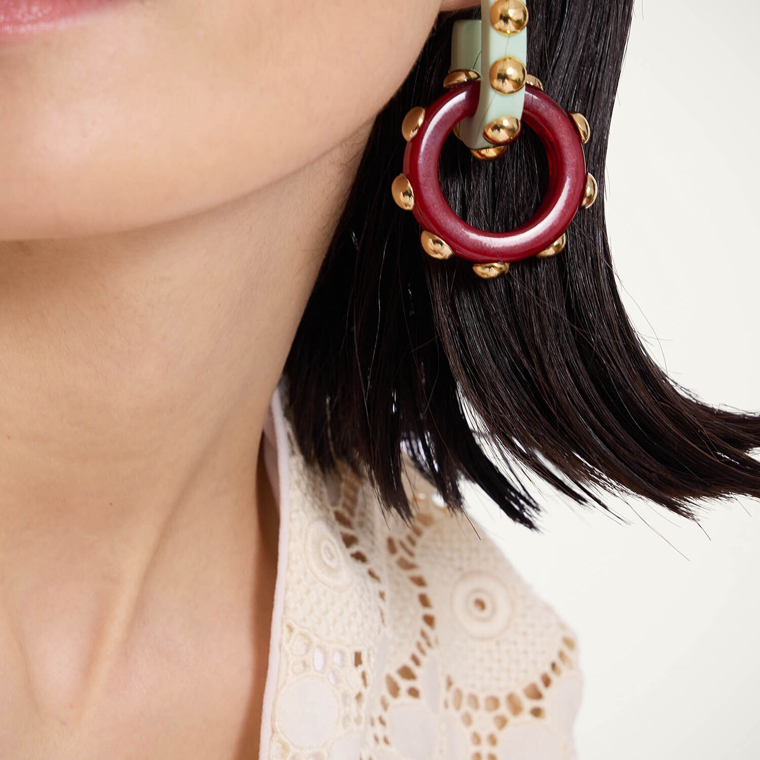La Doublej Double Hoop Earrings In Solid Mint