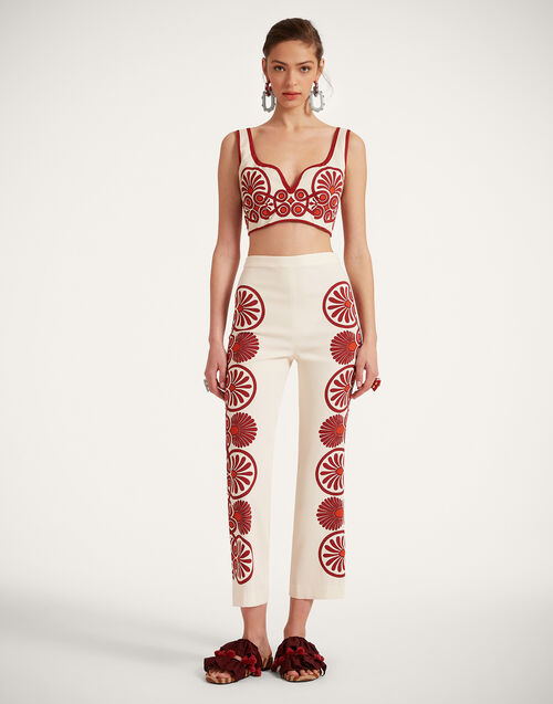 La DoubleJ Stretch Pants Medallion Plac&eacute;e Cream TRO0054VIS011MED01WH03