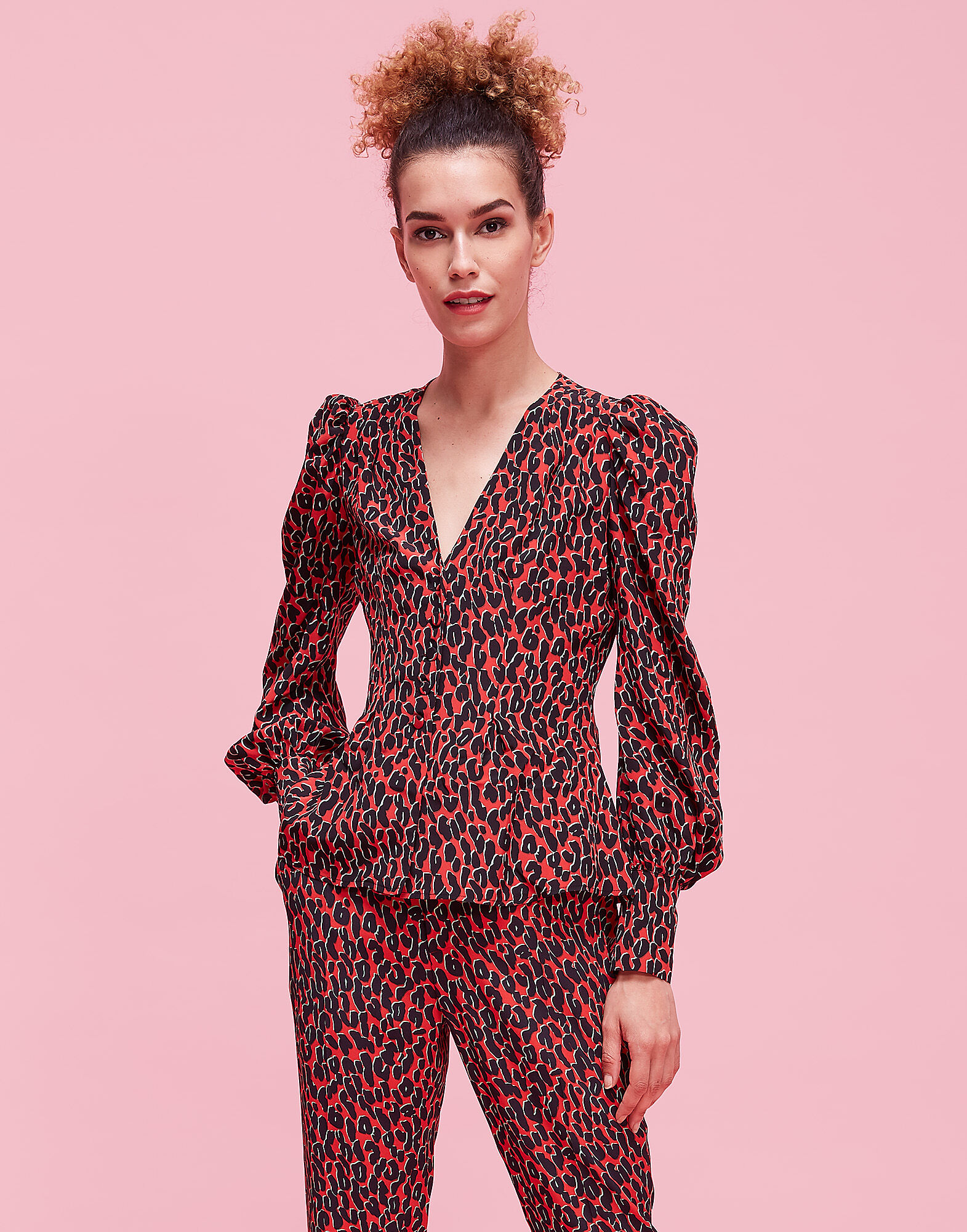 LaDoubleJ Smokin' Hot Shirt Leopard Rosso SHI0015CRE001LEO0002