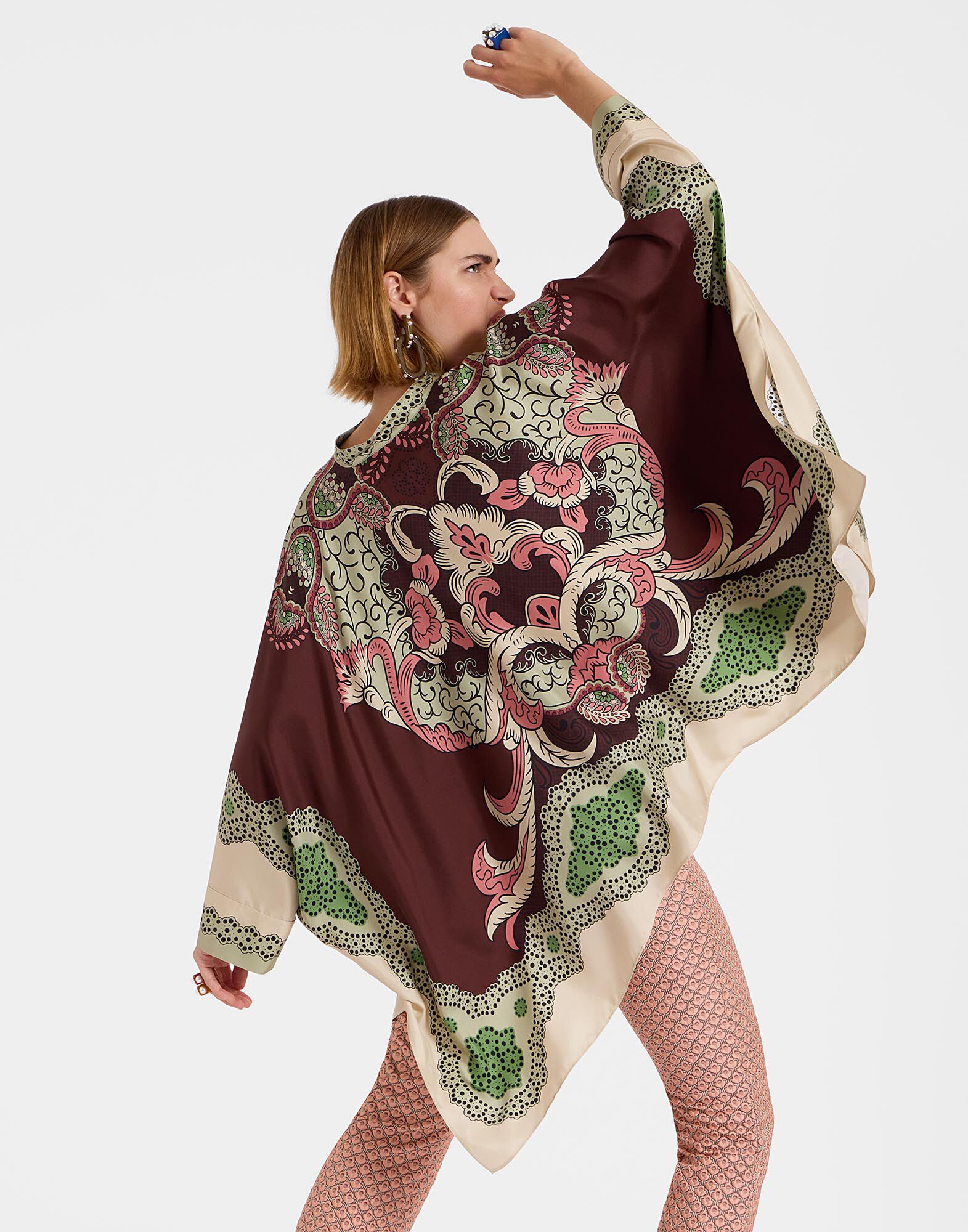 La DoubleJ Foulard Shirt Portal Plac&eacute;e Brown SHI0059SIL006POR02BR11