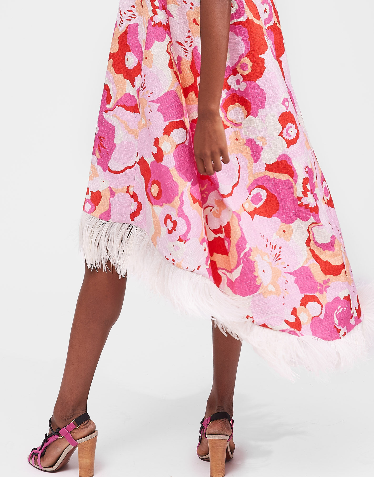 LaDoubleJ La Scala High Dress (With Feathers) Peonia Rosa DRE0211COT005PEO0002