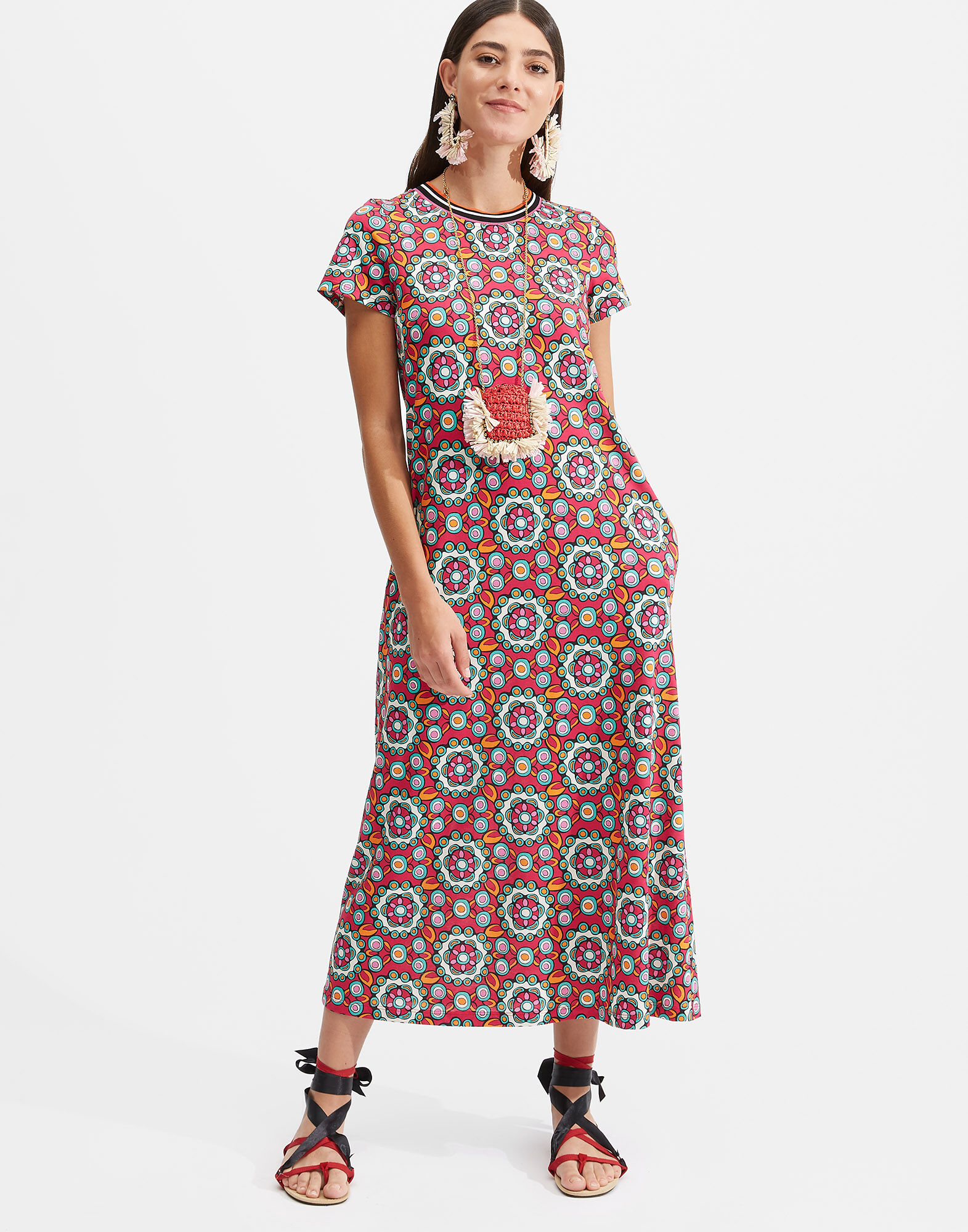 LaDoubleJ Sporty Swing Dress Kaleidoscope Fuxia DRE0247JER002KAL0004