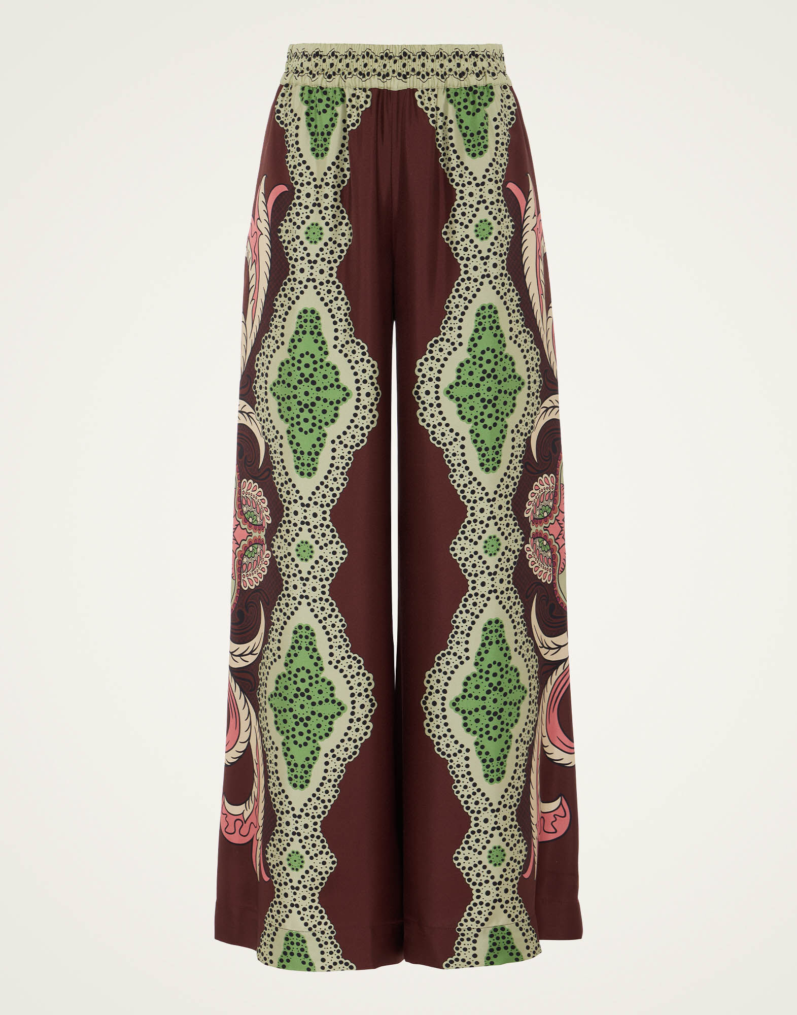 La DoubleJ Palazzo Pants Portal Plac&eacute;e Brown TRO0026SIL006POR02BR11