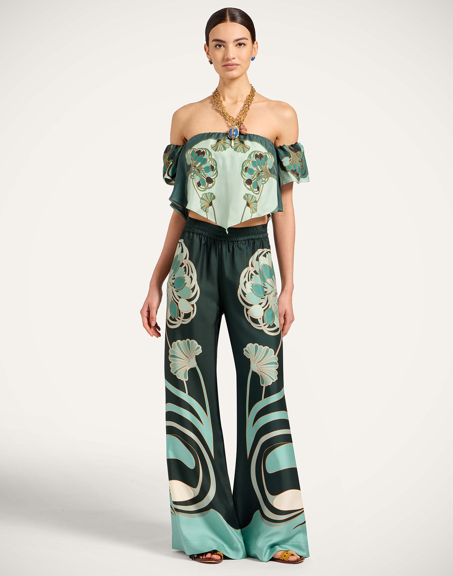 La DoubleJ Sand Dollar Top Blooming Tulip Plac&eacute;e Mint TOP0153SIL017BTU01GR11