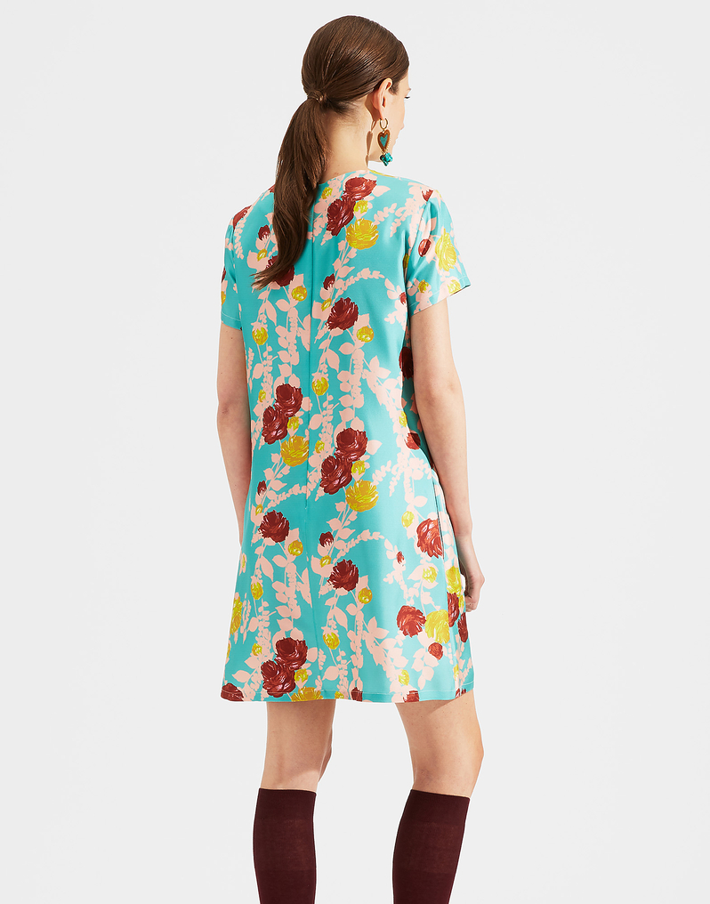 LaDoubleJ Mini Swing Dress LaDoubleJ Mini Swing Dress Winter Rose Turchese DRE0159SIL001WTR0002