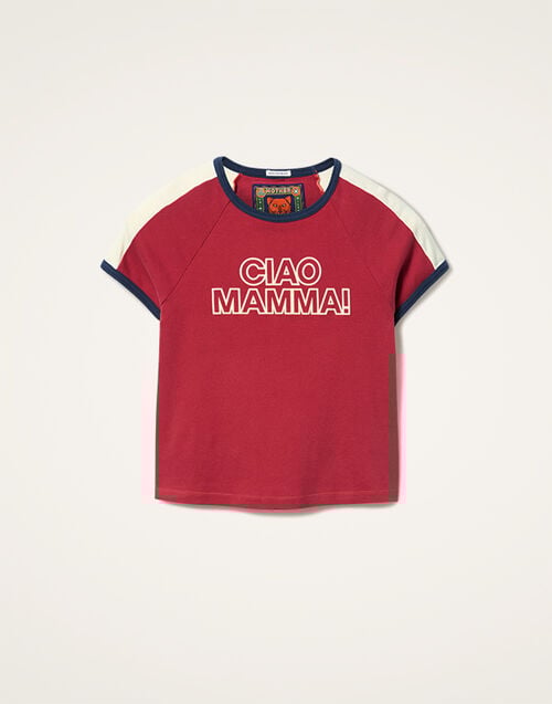 La DoubleJ Itty Bitty Concert Racer T-Shirt La DoubleJ Itty Bitty Concert Racer T-Shirt Ciao Mamma! Red TSH0062JER058MAM03RE01
