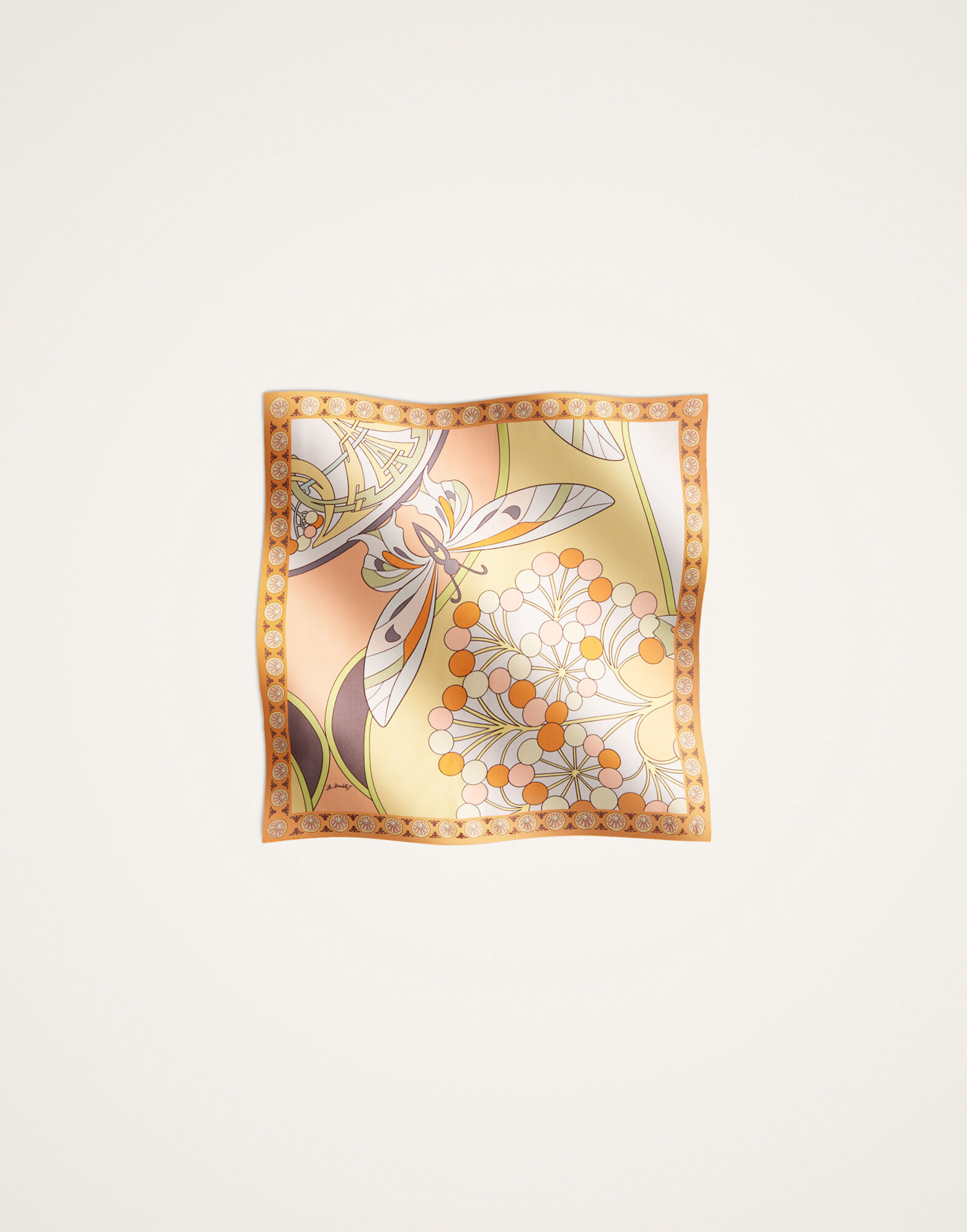 La DoubleJ Foulard 45 Florette Plac&eacute;e Pale Pink SCA0065SIL006FLO08PI02