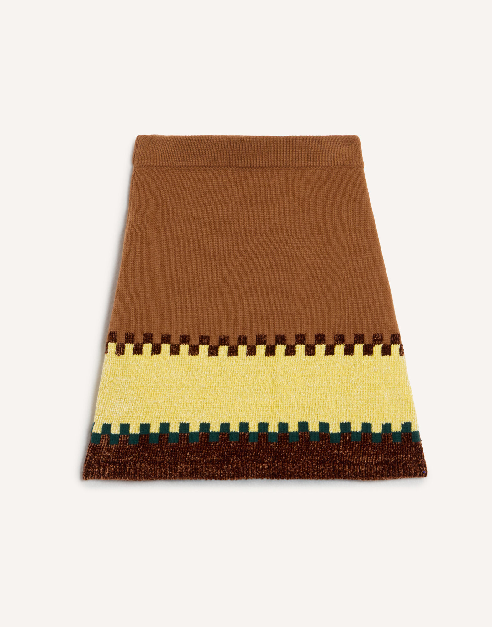 La DoubleJ In My Power Mini Skirt Color Block Camel and Light Yellow SKI0218KNI037VA515BR04
