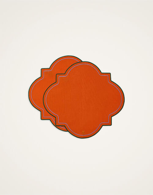 La DoubleJ Medallion Placemats Set Of 2 La DoubleJ Medallion Placemats Set Of 2 Solid Orange PMT0028ACR003SOLIDOR02
