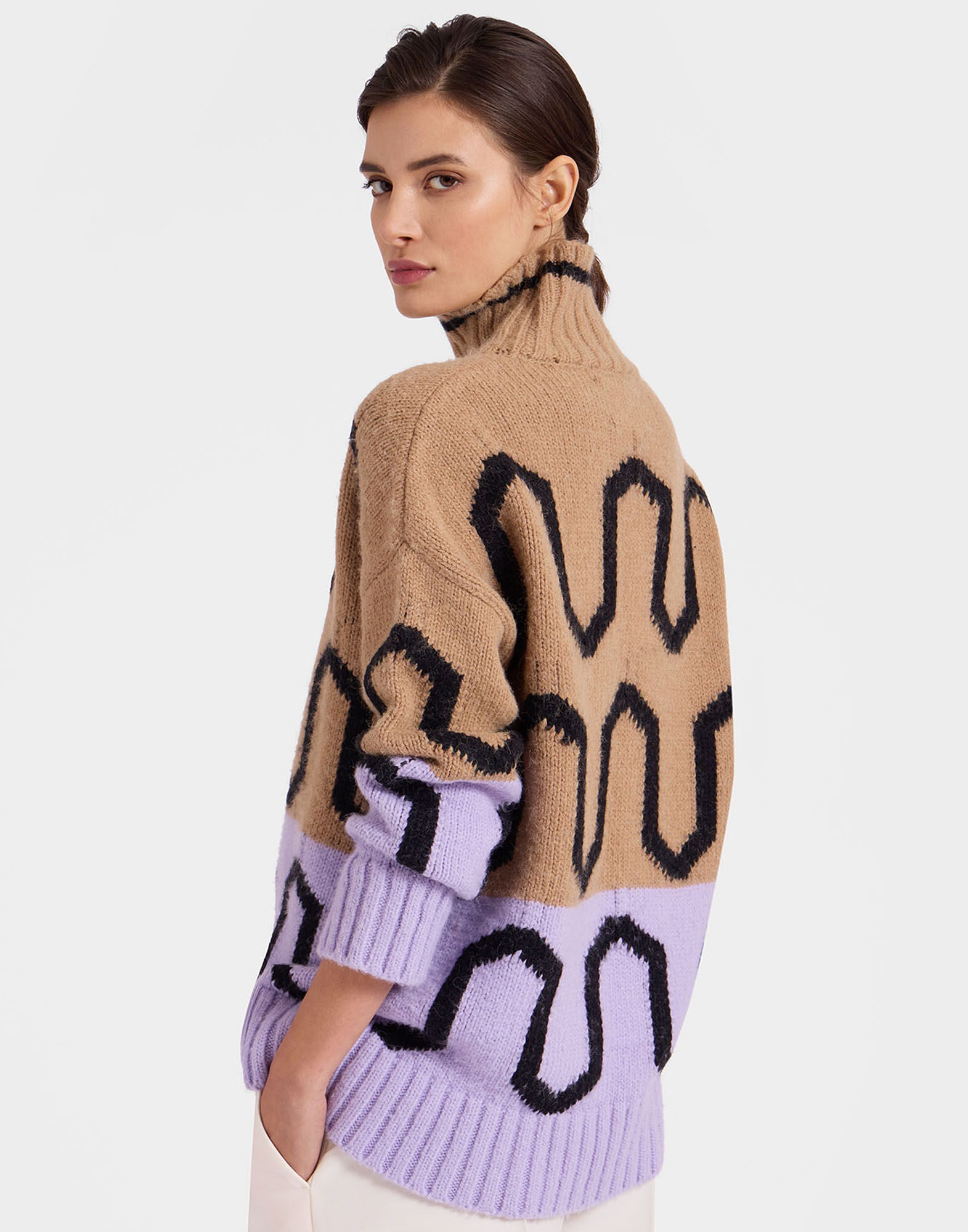 Comber Turtleneck in Camel & Lilac for Women | La DoubleJ