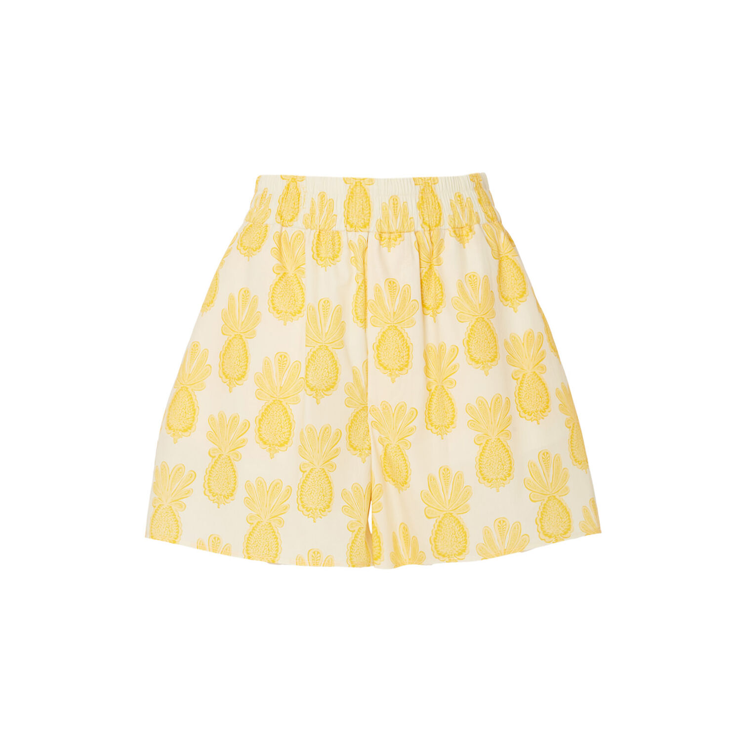 Shop La Doublej Pull-up Shorts In Pineapple Sunflower White