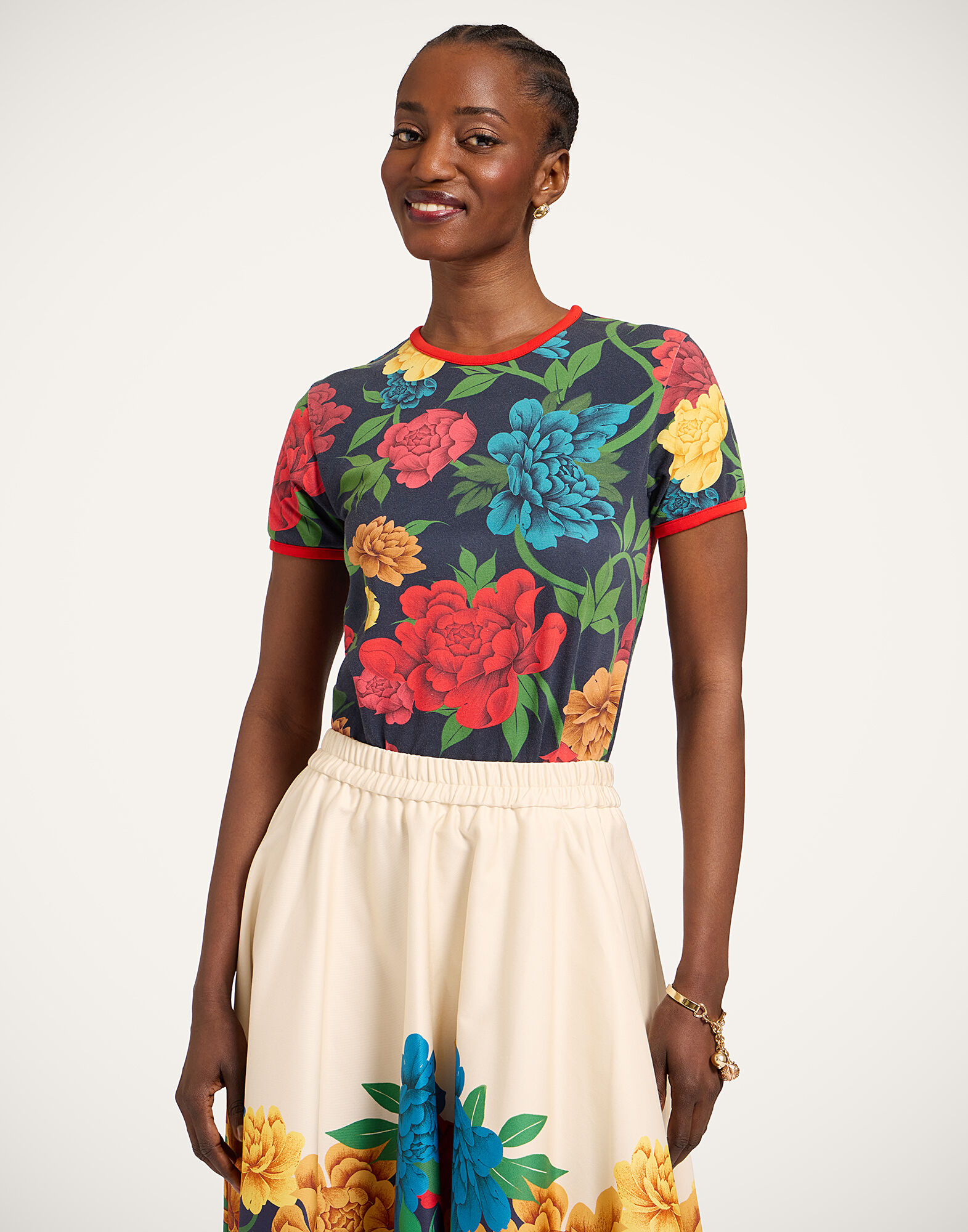 La DoubleJ The Cu-Tee Crop Queen Peony Blue TSH0068JER076QPE01BU03