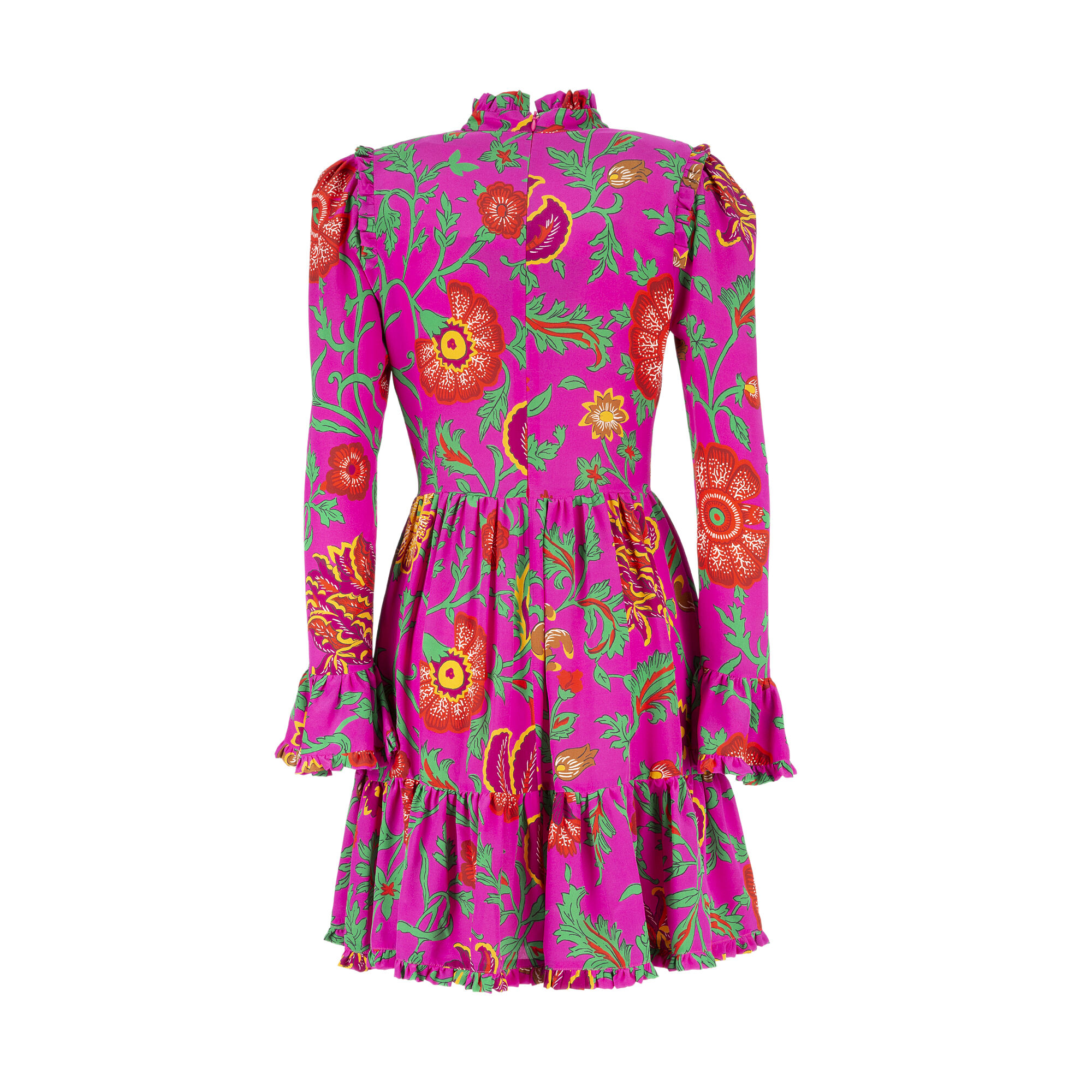 LaDoubleJ Short Visconti Dress Dragon Flower Fucsia DRE0043CRE001DRA0004