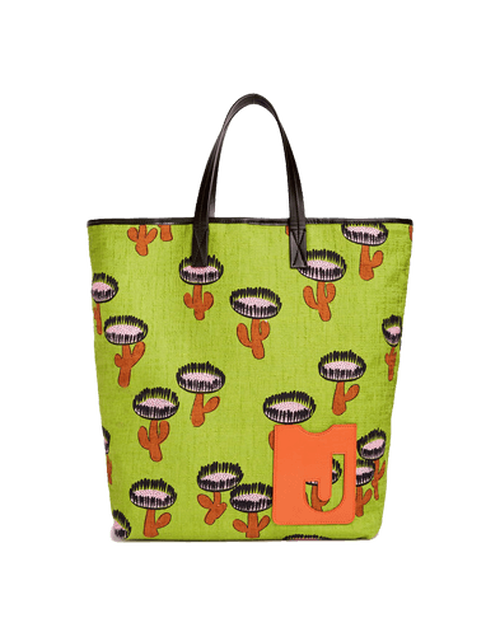 LaDoubleJ Shopper Tote Bag Chirpy Cactus Verde BAG0006COT005CHI0002